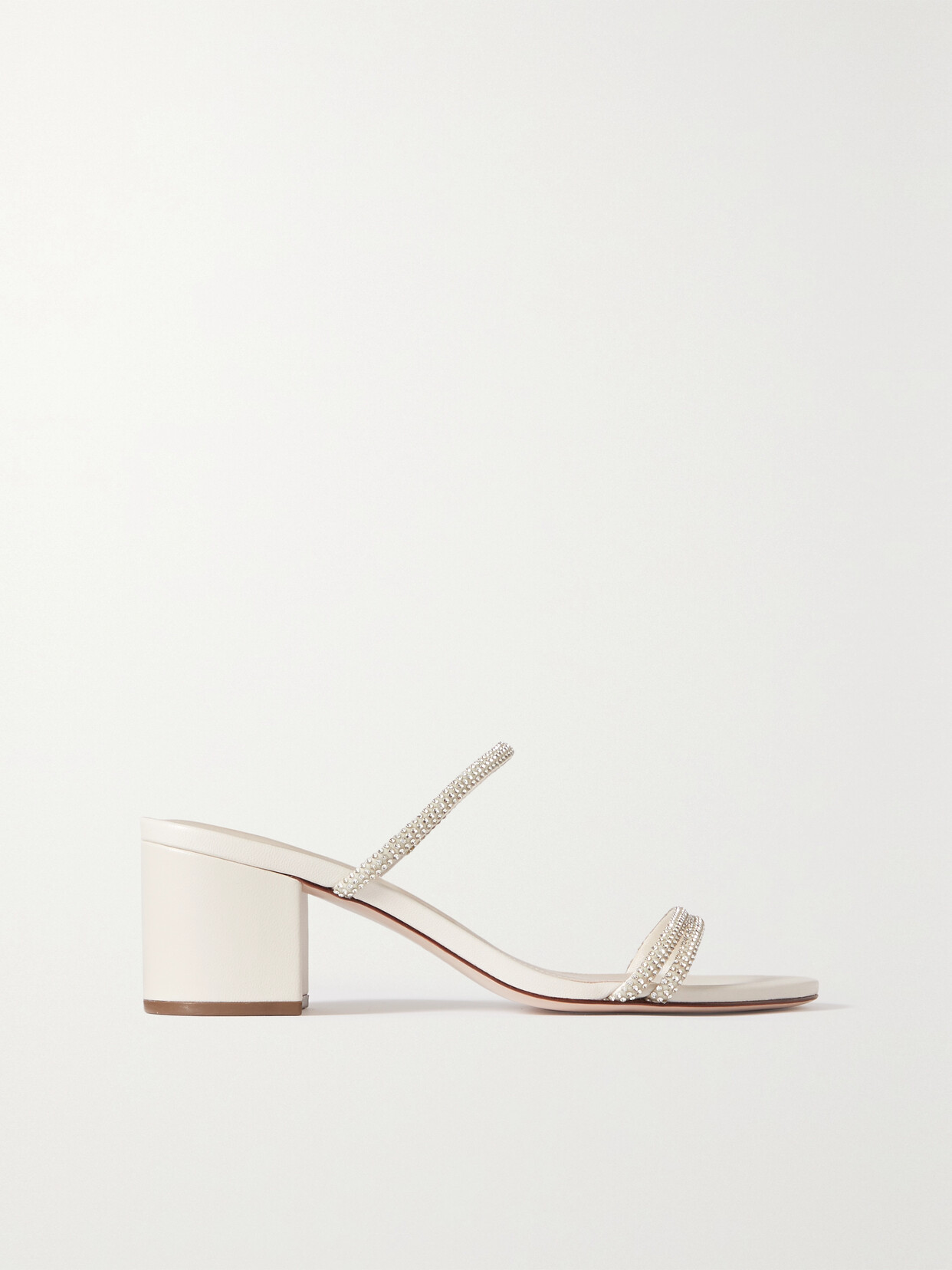 Porte & Paire - Crystal-embellished Leather Sandals - Cream