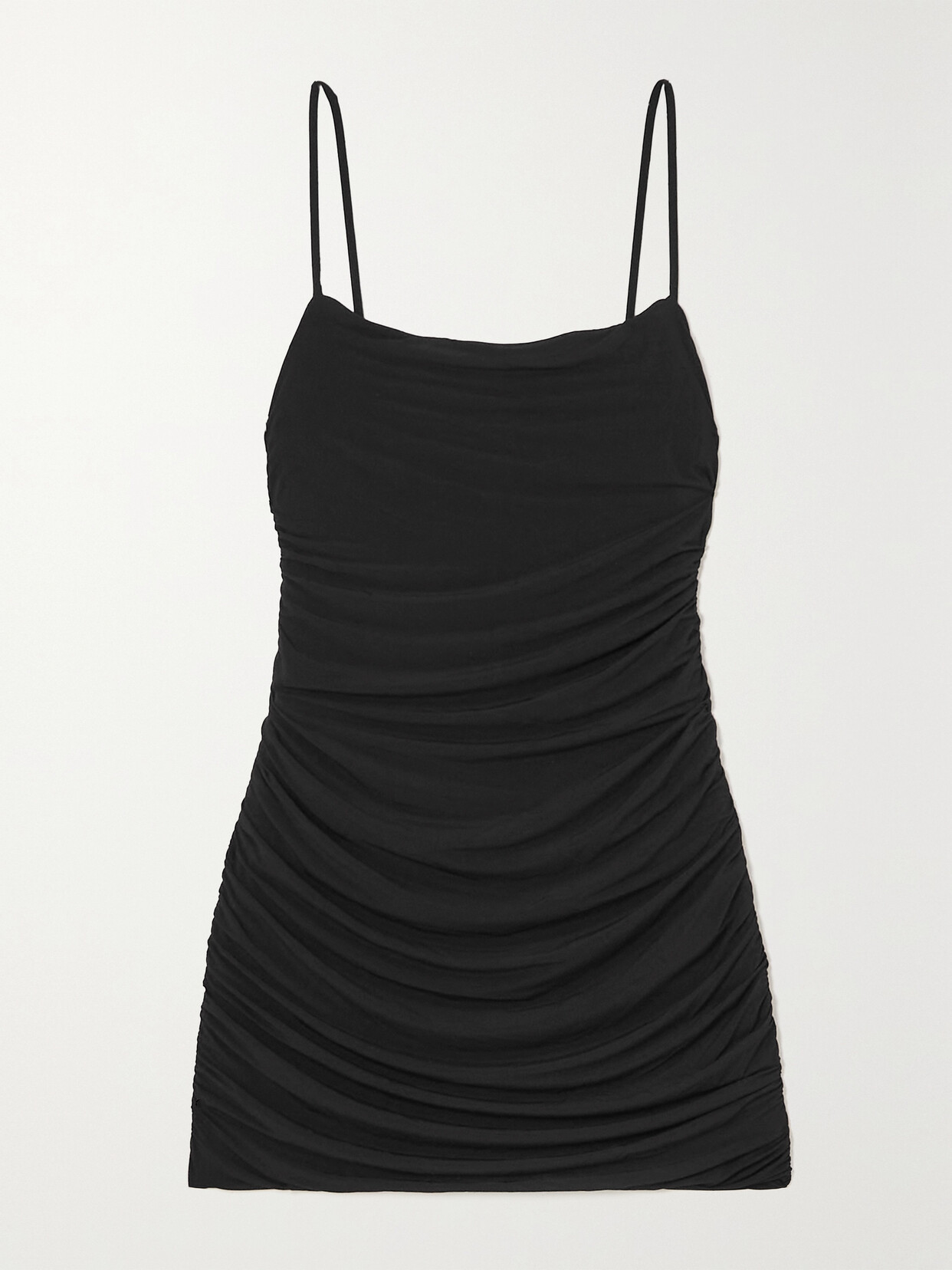 WARDROBE. NYC - Ruched Stretch-jersey Mini Dress - Black