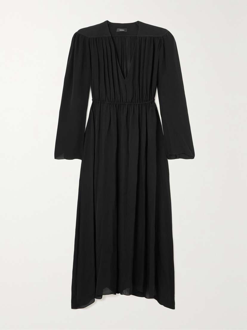 Wardrobe.NYC Gathered Silk-voile Maxi Dress