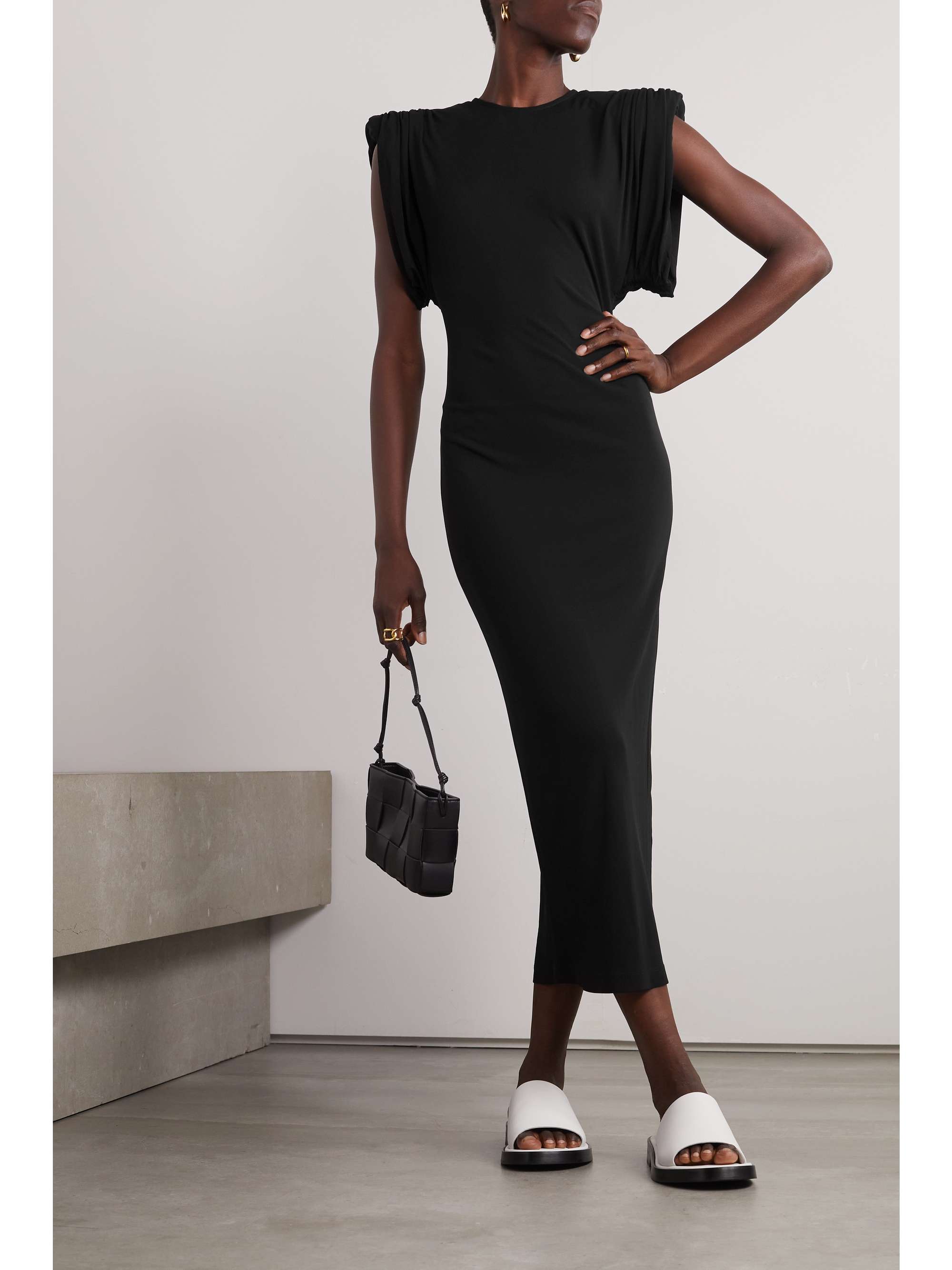WARDROBE.NYC Ruched jersey midi dress NETAPORTER