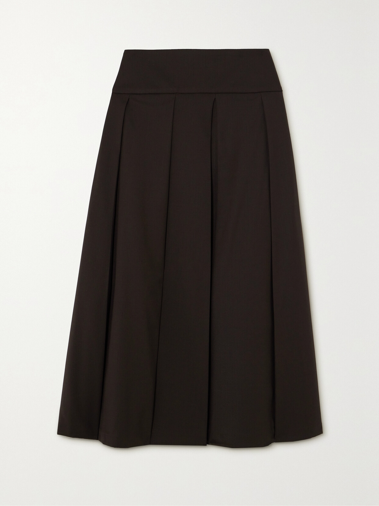 Patou - Pleated Stretch-wool Twill Midi Skirt - Brown