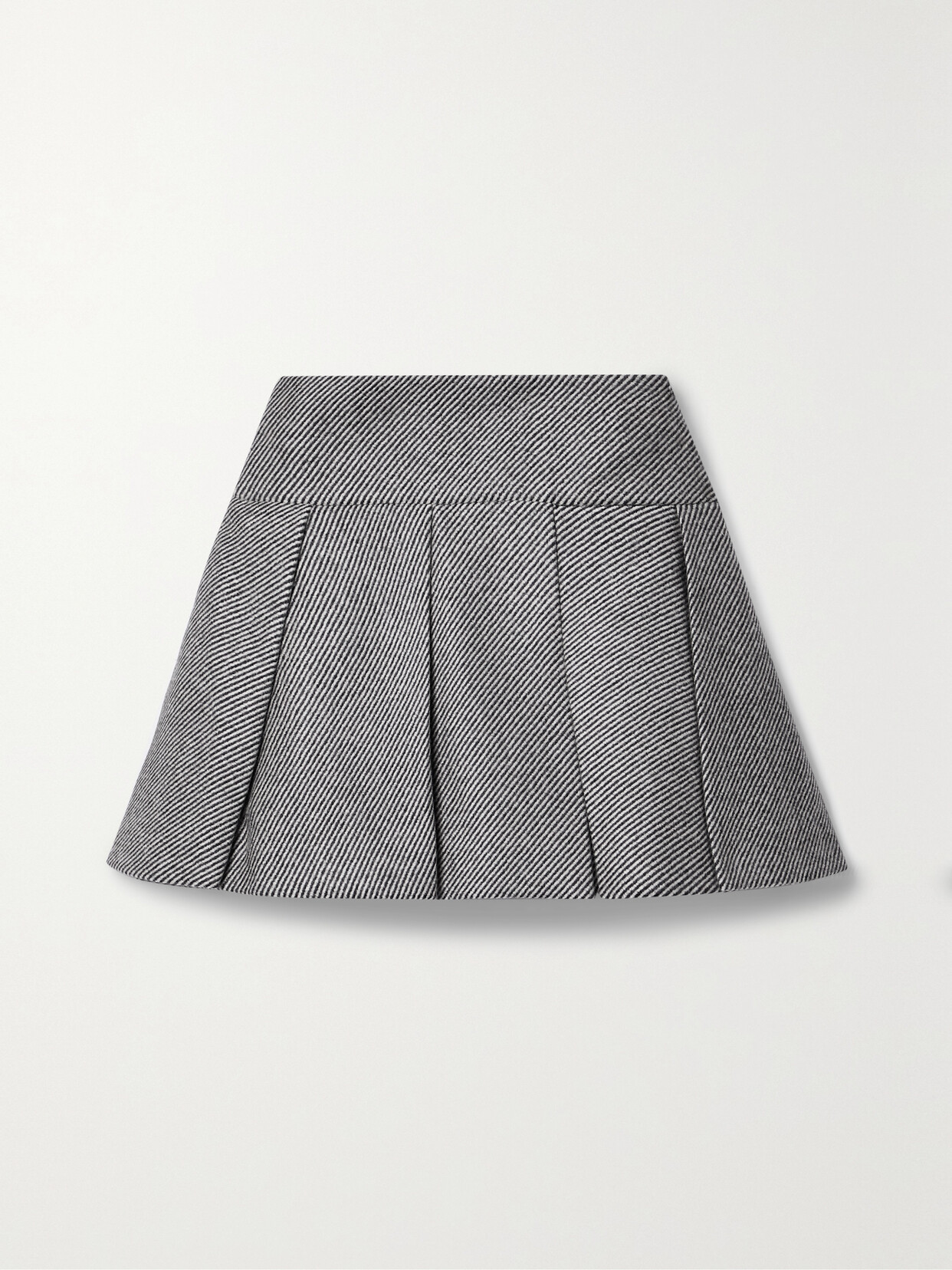 Patou - Pleated Striped Wool Mini Skirt - Gray