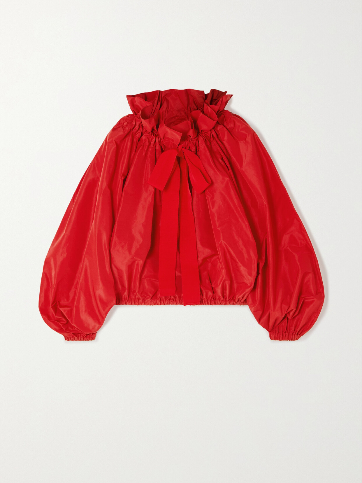 Patou - Cotton-blend Grosgrain-trimmed Taffeta Blouse - Red