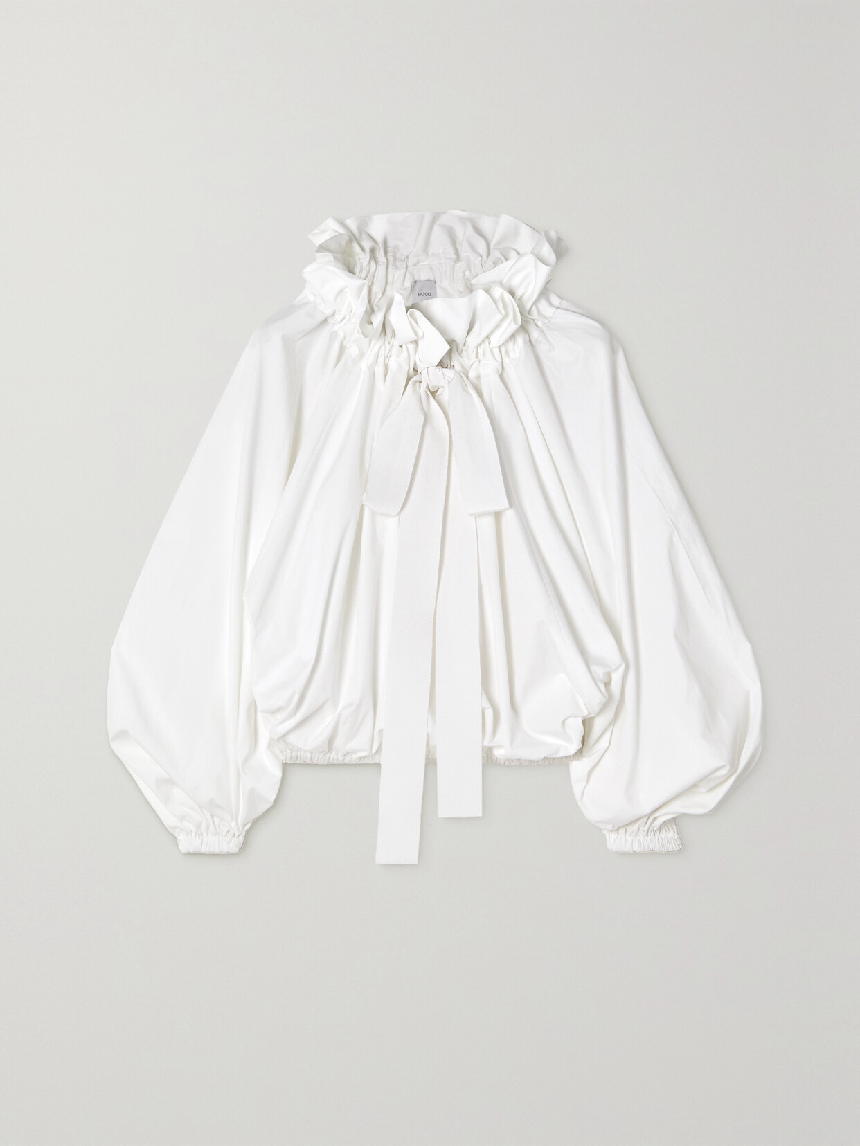 Patou Grosgrain-trimmed Ruffled Cotton-poplin Blouse - White