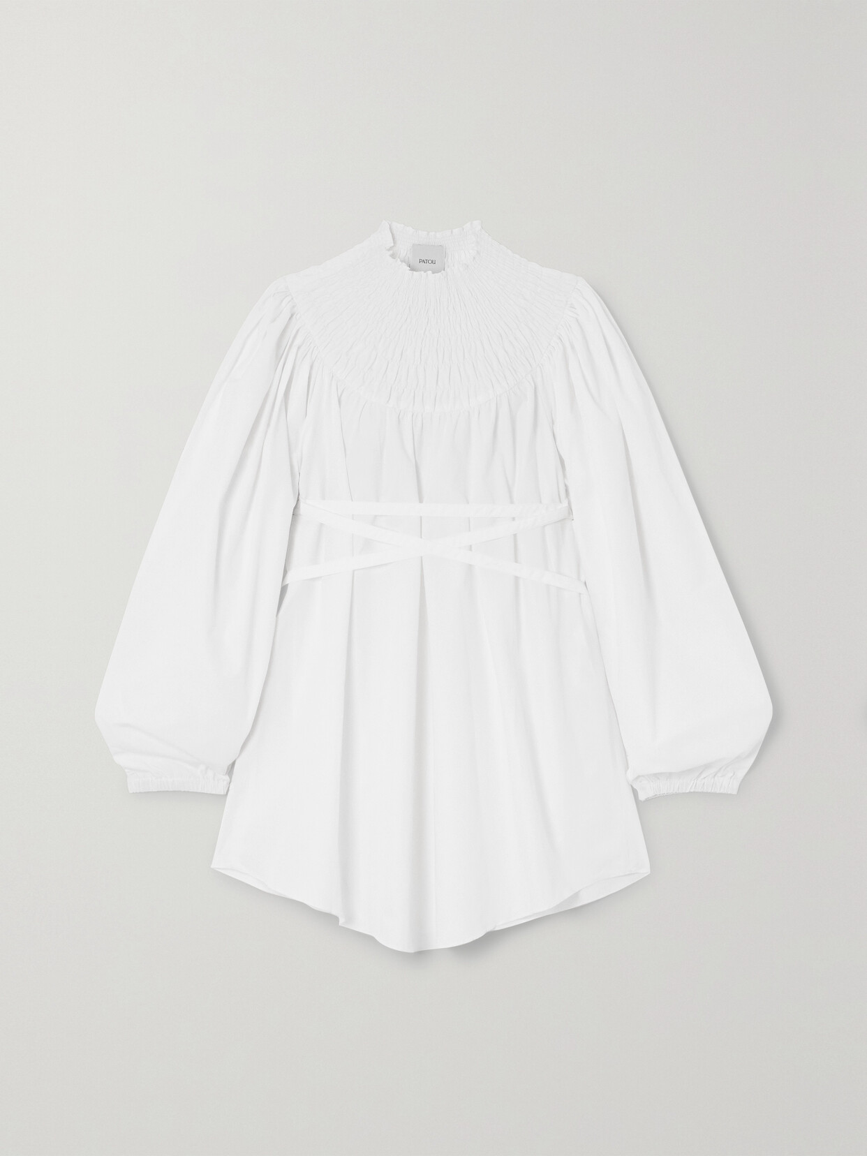 Patou - Belted Shirred Cotton-poplin Top - White