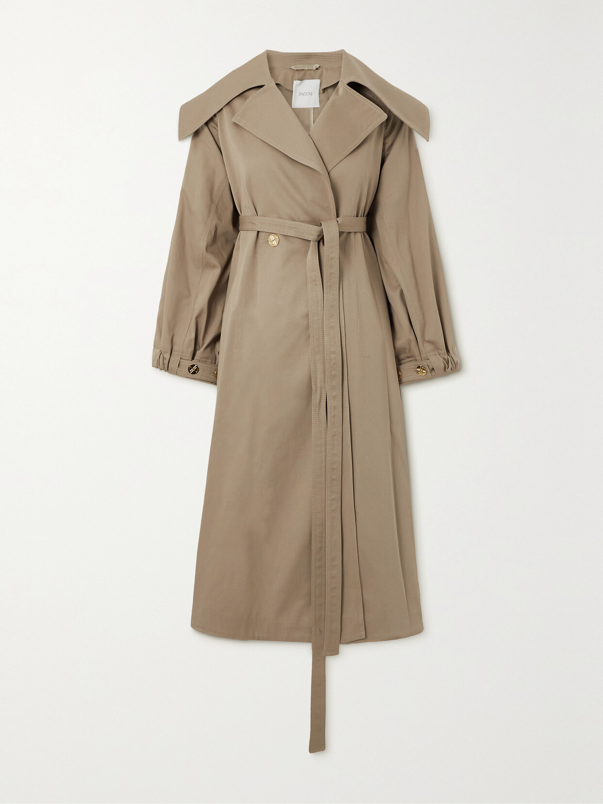 Patou - Belted Double-breasted Cotton-gabardine Trench Coat - Neutrals