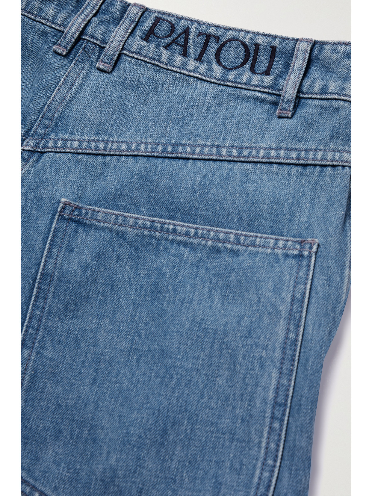 Paneled Mid-Rise Straight-Leg Jeans