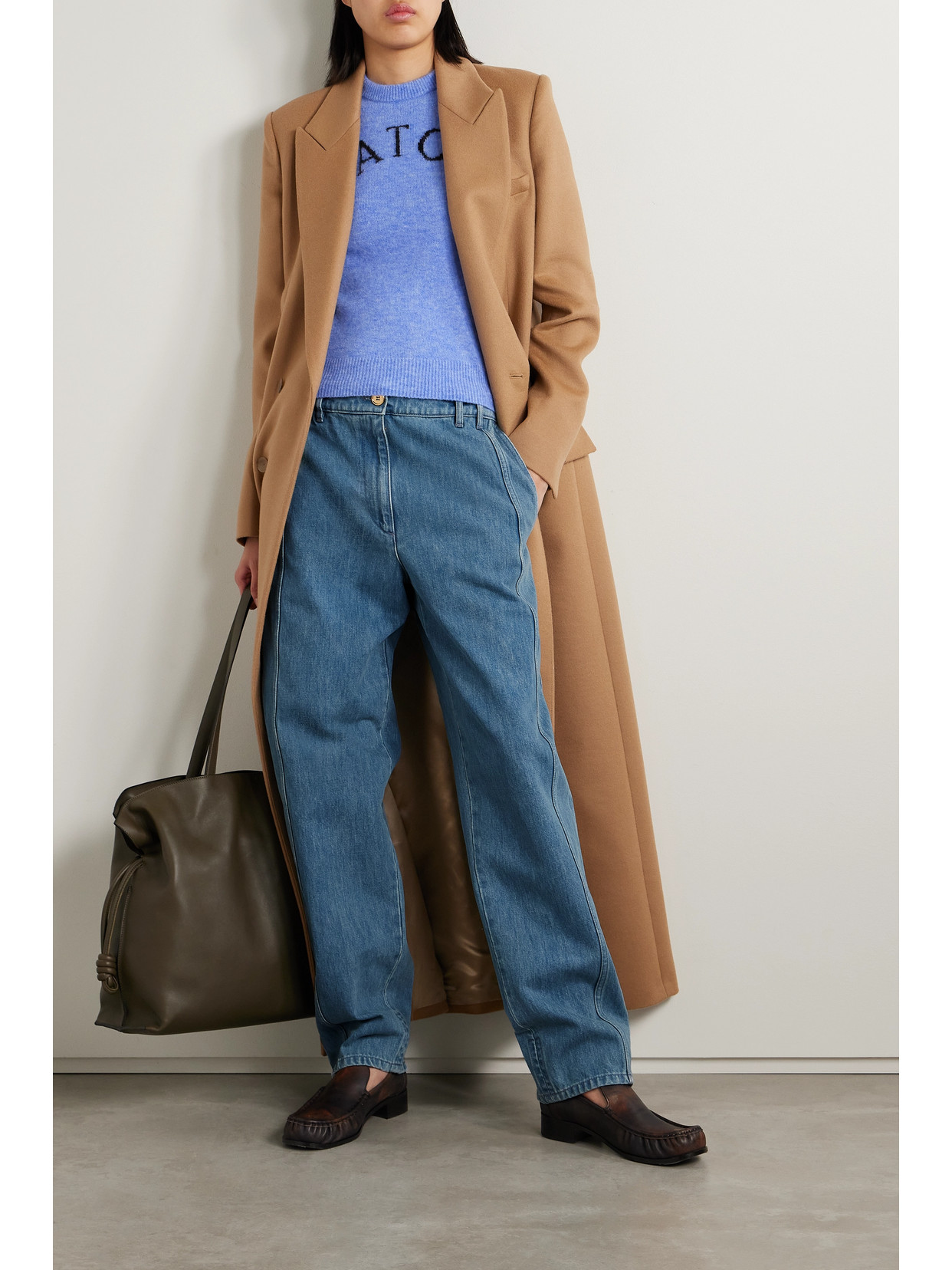 Paneled Mid-Rise Straight-Leg Jeans
