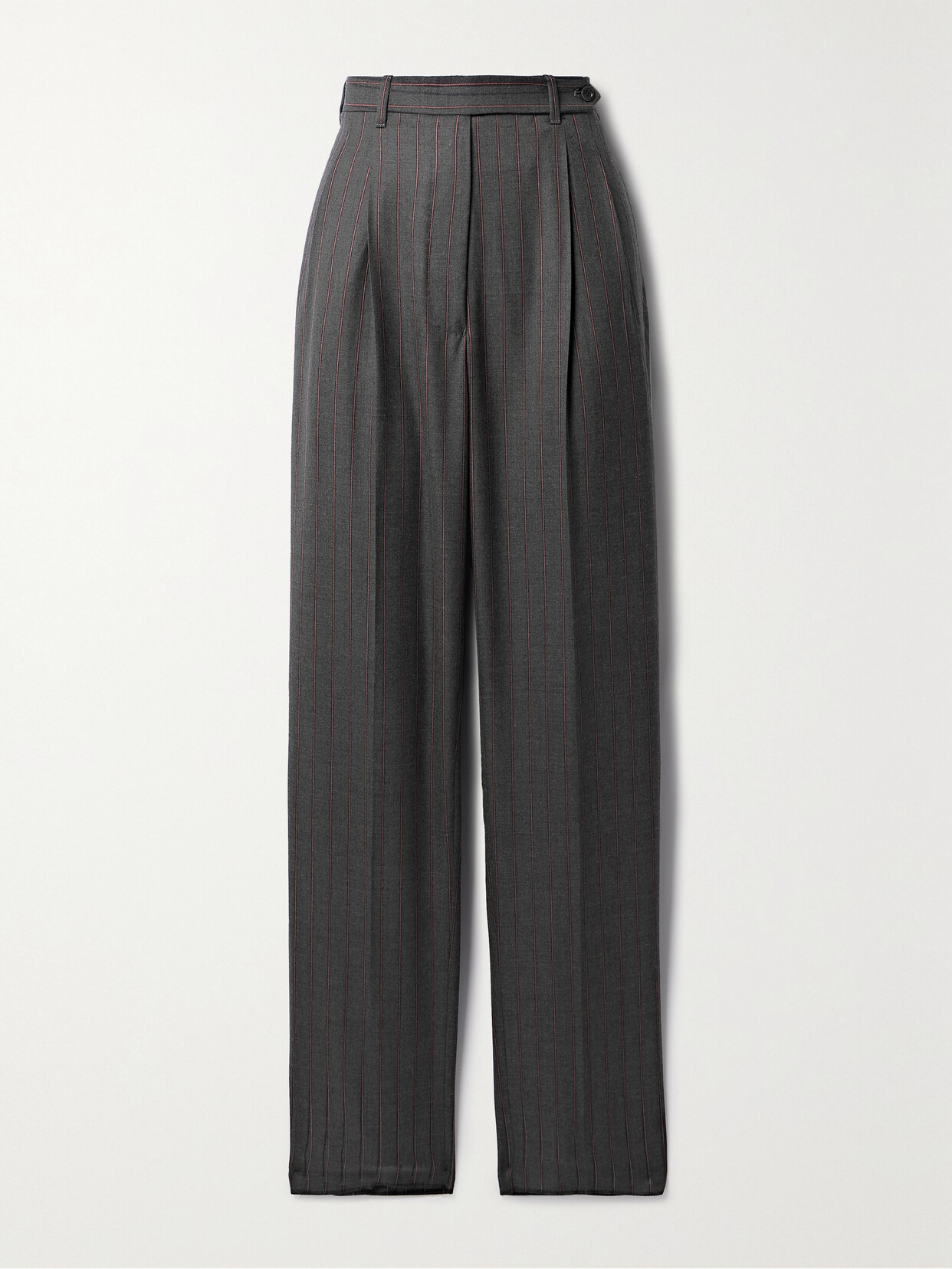 Giuliva Heritage Cornelia Pleated Pinstriped Wool Straight-leg Pants In Gray