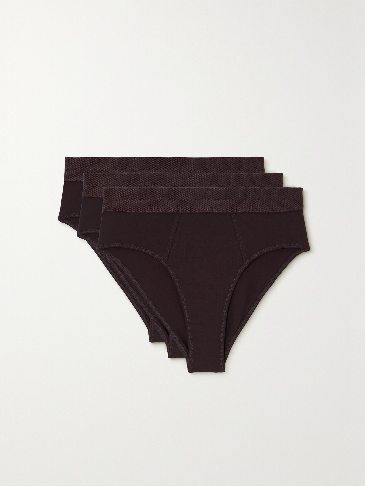 CDLP + Net Sustain High Brief Set Of Three Stretch-tencel™ Lyocell Briefs - Brown