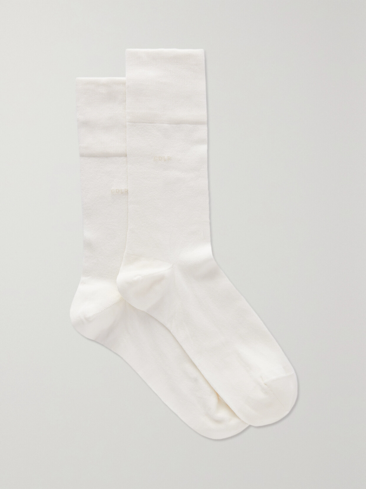 CDLP - Set Of Three Intarsia Organic Cotton-blend Socks - White