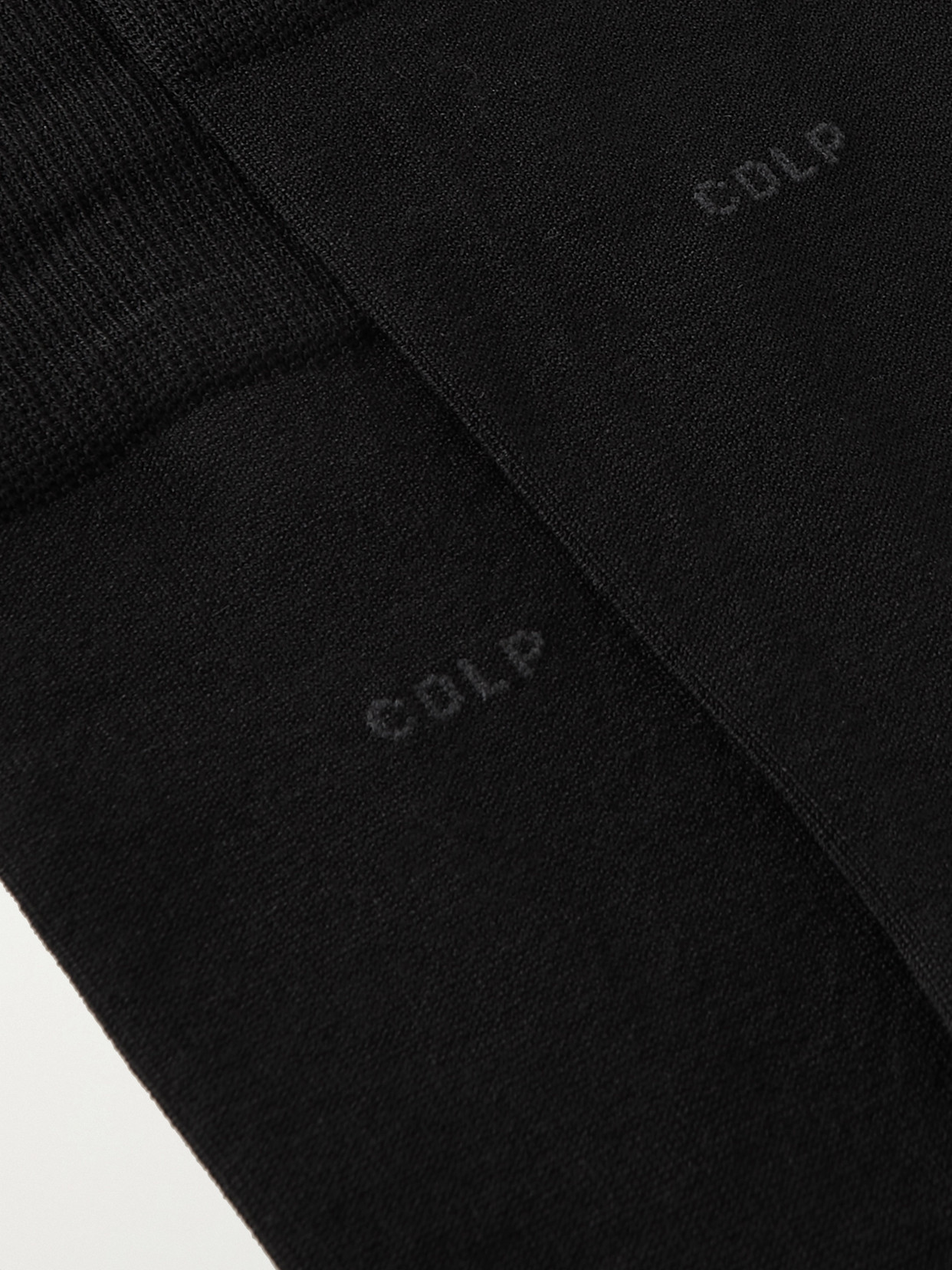 Cdlp Set Of Six Intarsia Organic Cotton-blend Socks In Black