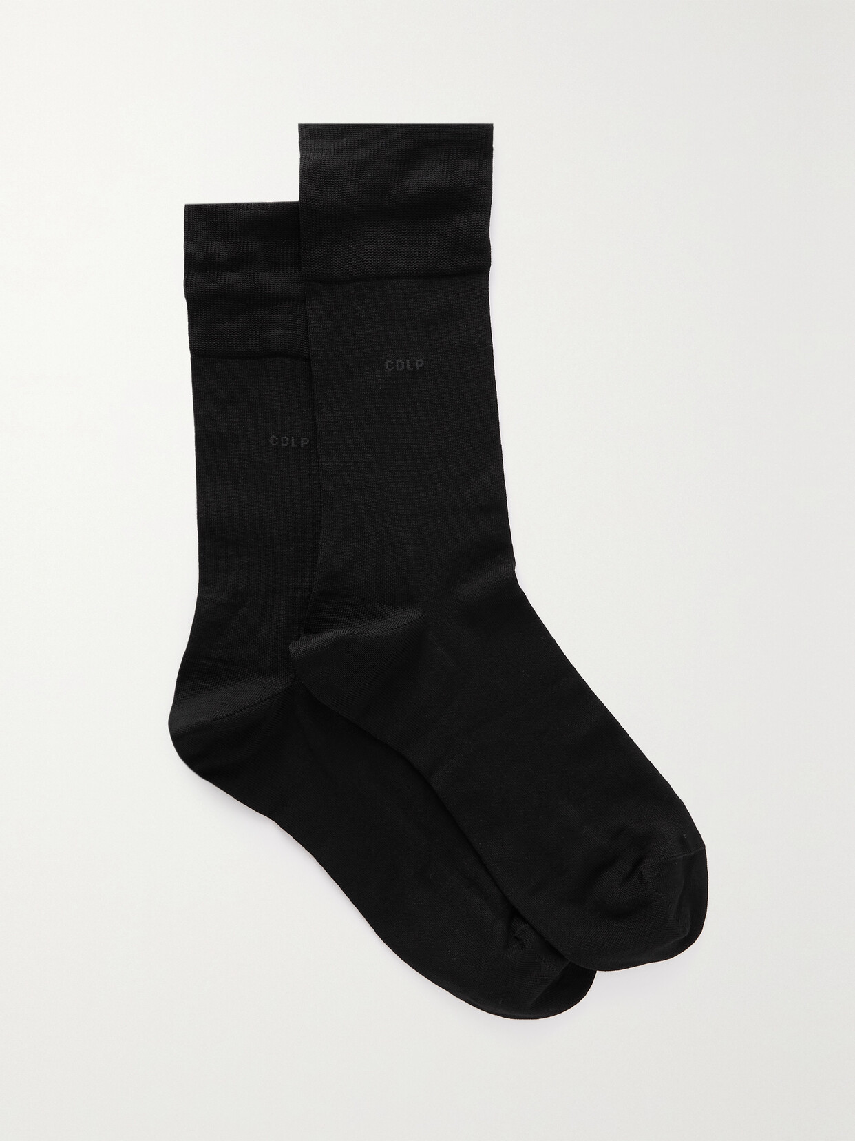 Cdlp Set Of Six Intarsia Organic Cotton-blend Socks In Black