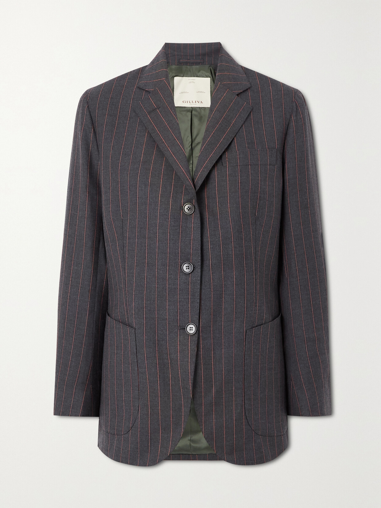 Giuliva Heritage Andrea Pinstriped Wool Blazer In Gray