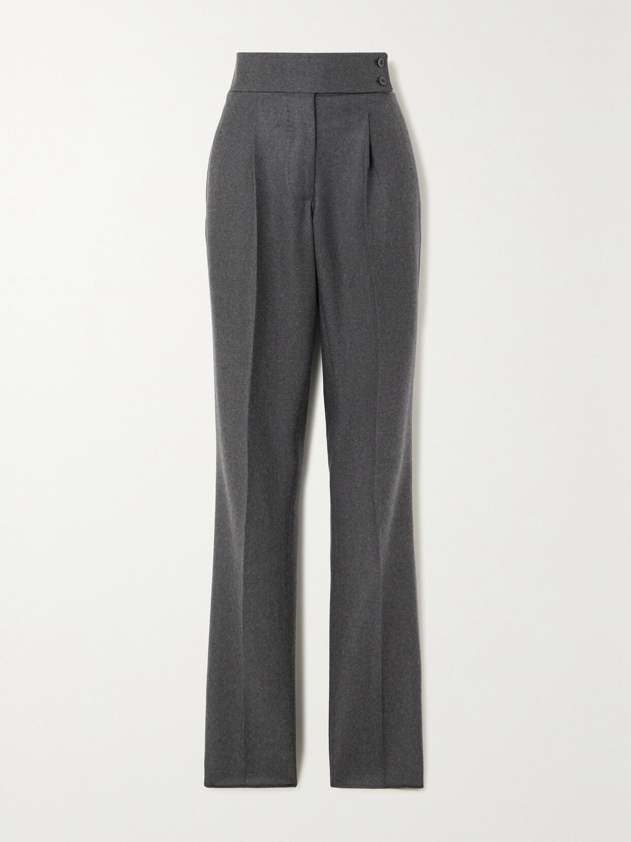 Giuliva Heritage Umberto Pleated Wool-flannel Straight-leg Pants In Gray