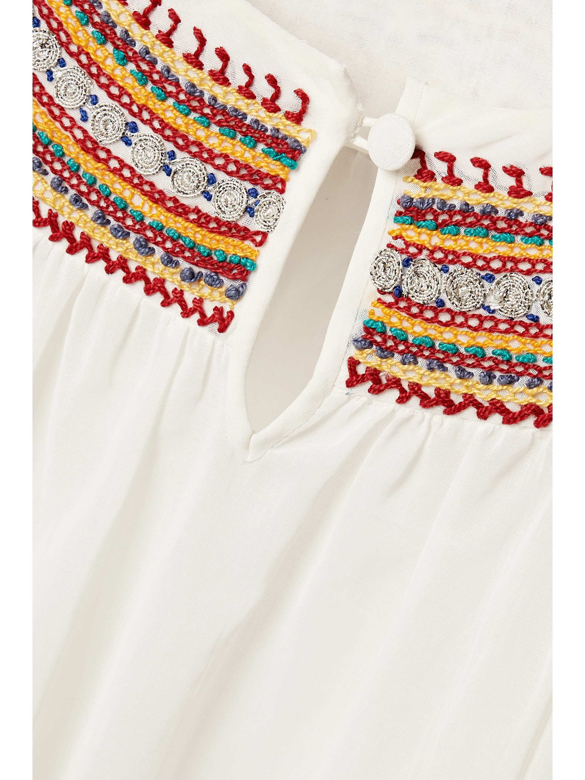 Bode Embroidered cotton-voile blouse thumbnail