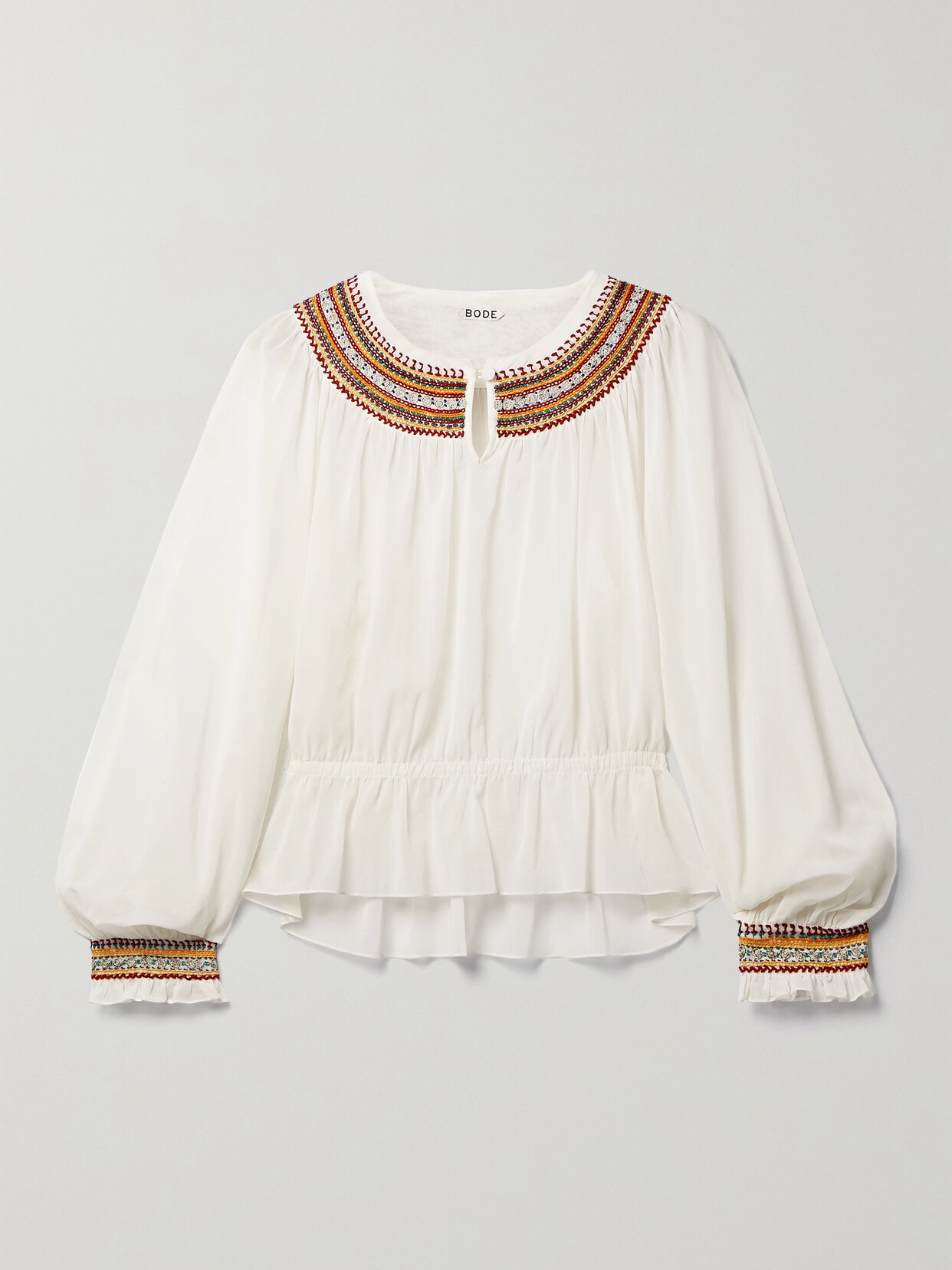 BODE - Embroidered Cotton-voile Blouse - Ivory