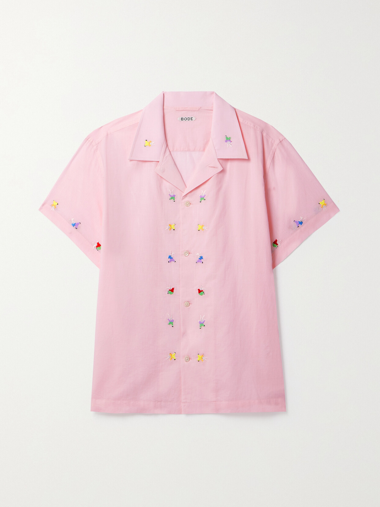 Bode Tumbler Embroidered Cotton-poplin Shirt In Pink