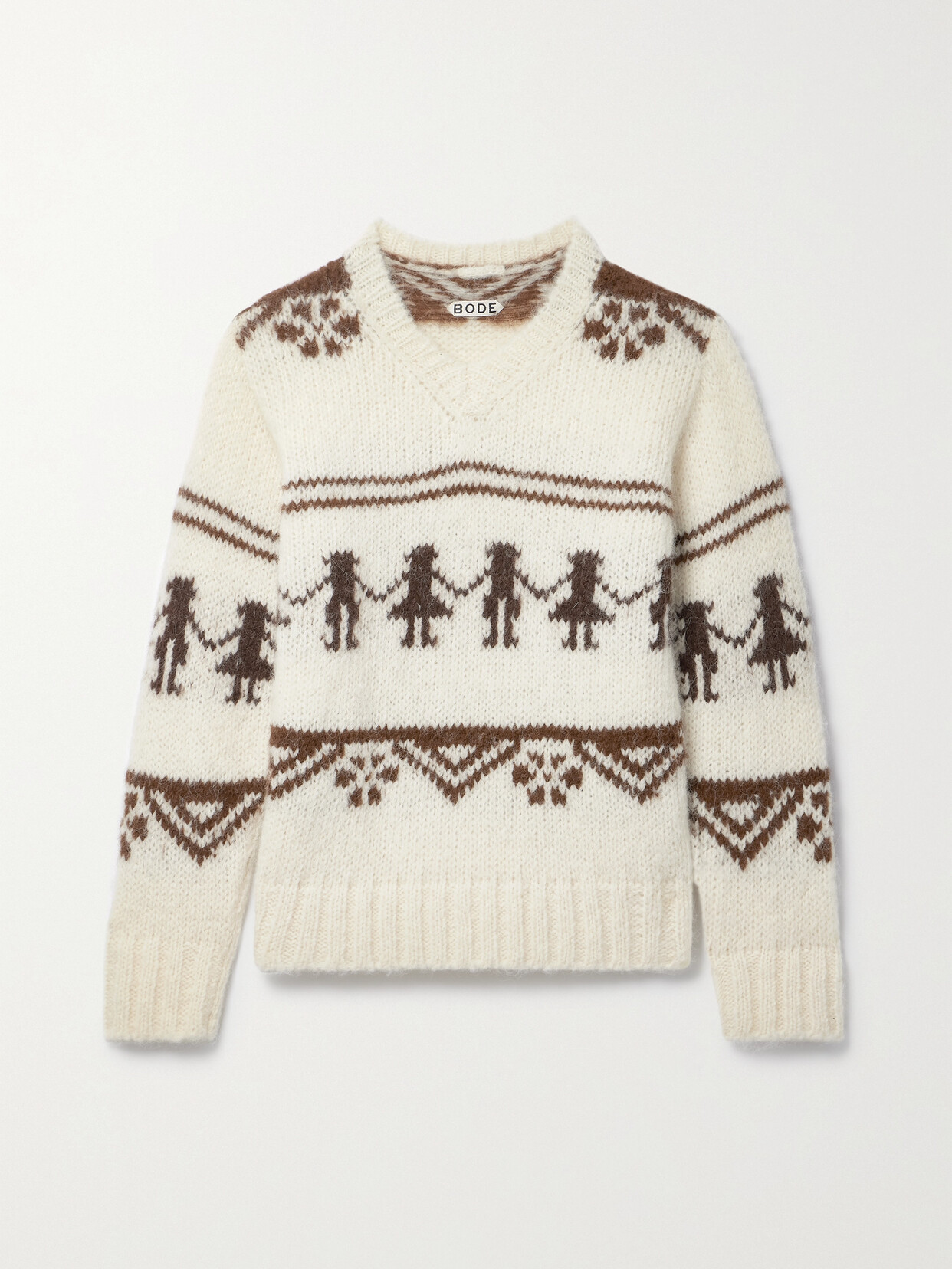 Bode Talo Alpaca-blend Jacquard Sweater In Cream