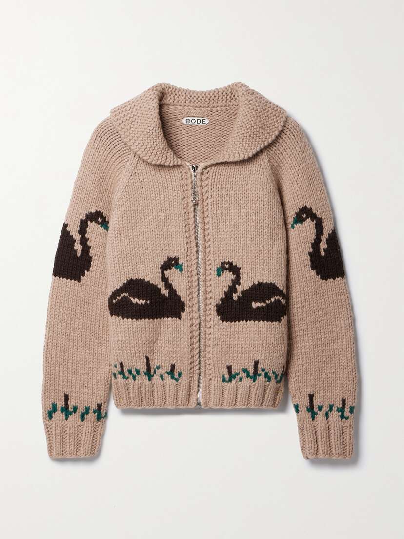 BODE Rumney Jacquard-knit Wool Cardigan - x large