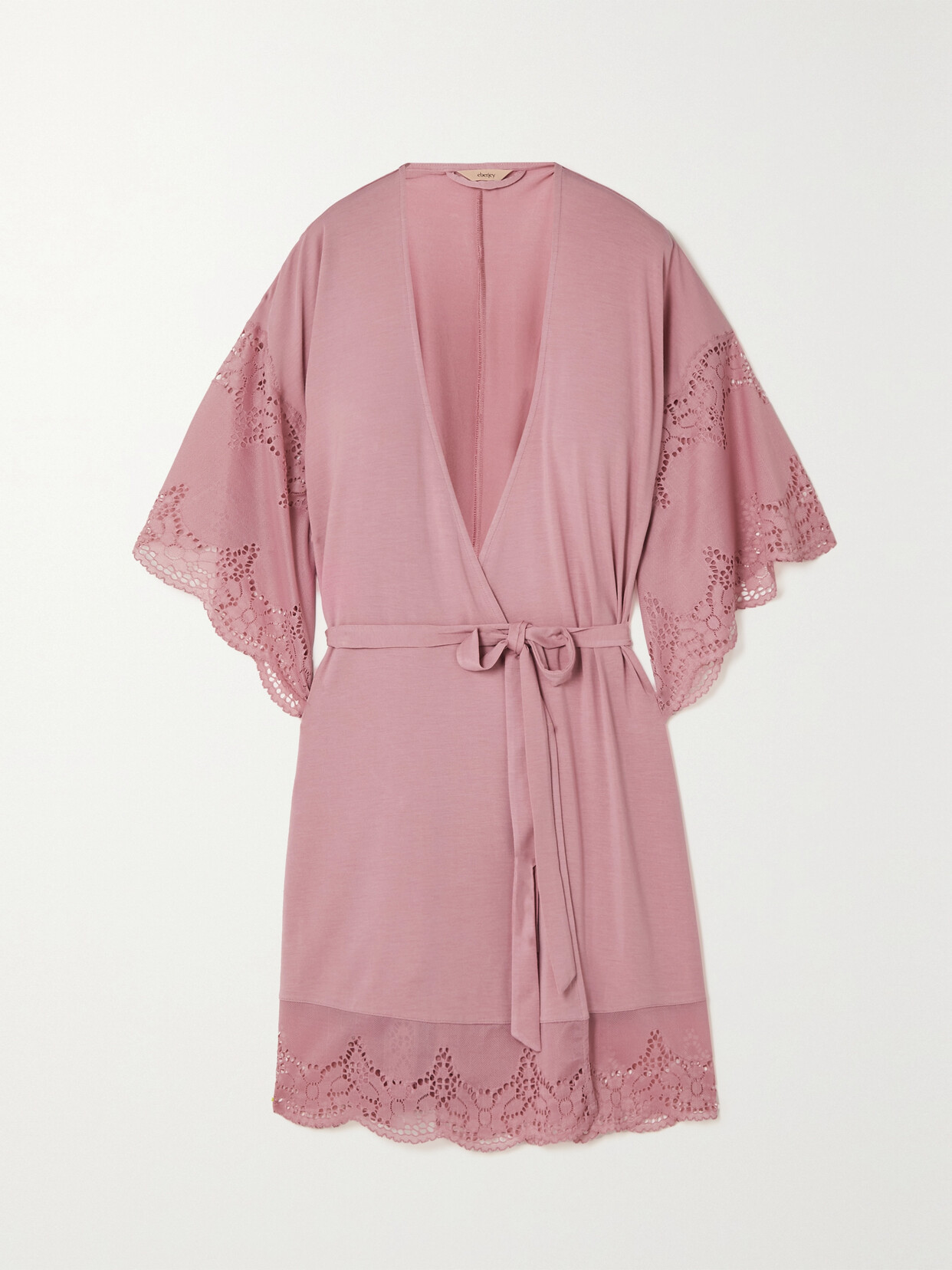 Eberjey - Beatrix Lace-trimmed Stretch-tencel Modal Robe - Purple