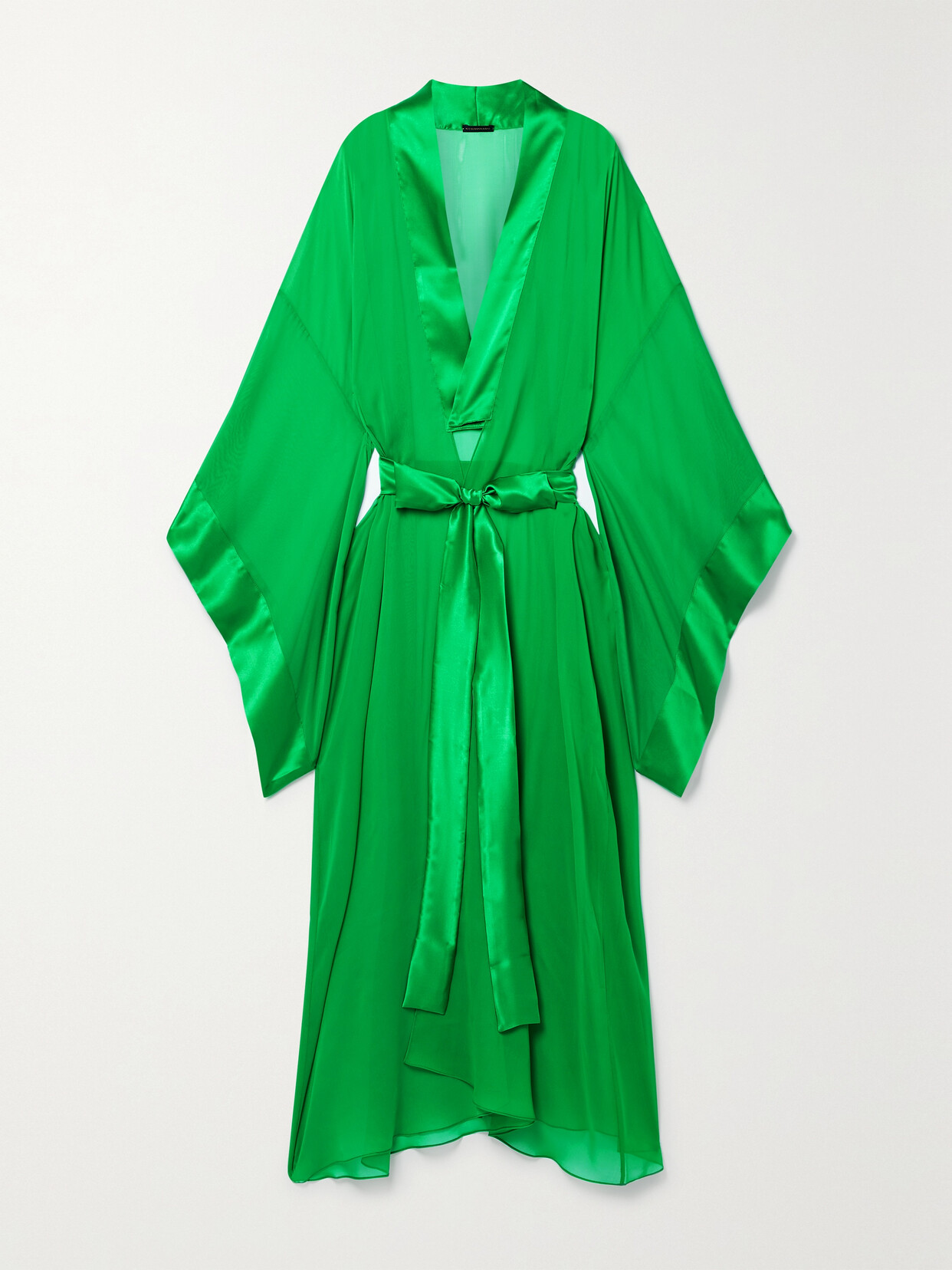 Rosamosario - Satin-trimmed Silk-georgette Robe - Green