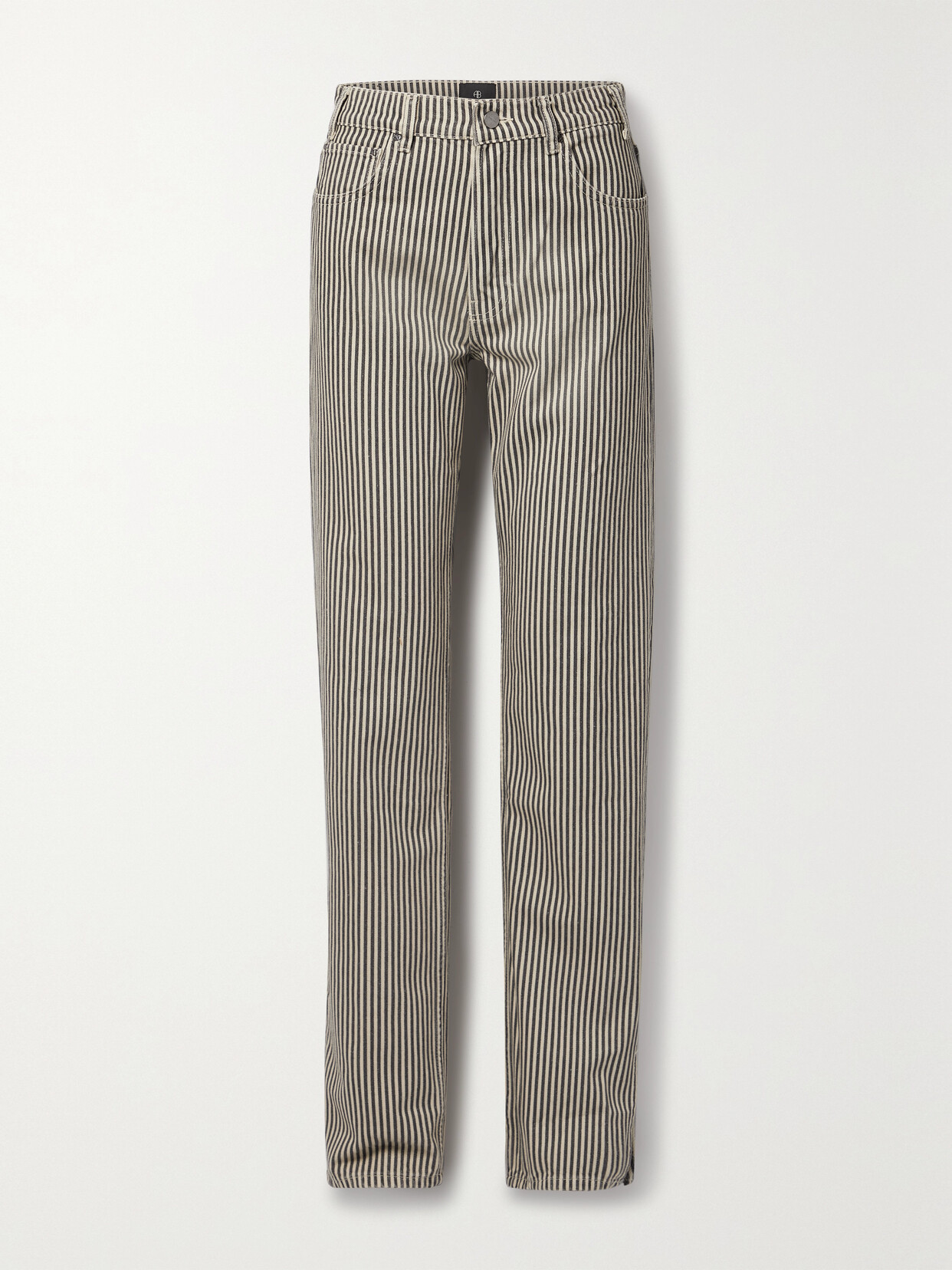 Anine Bing - Roy Striped Mid-rise Straight-leg Organic Jeans - Neutrals