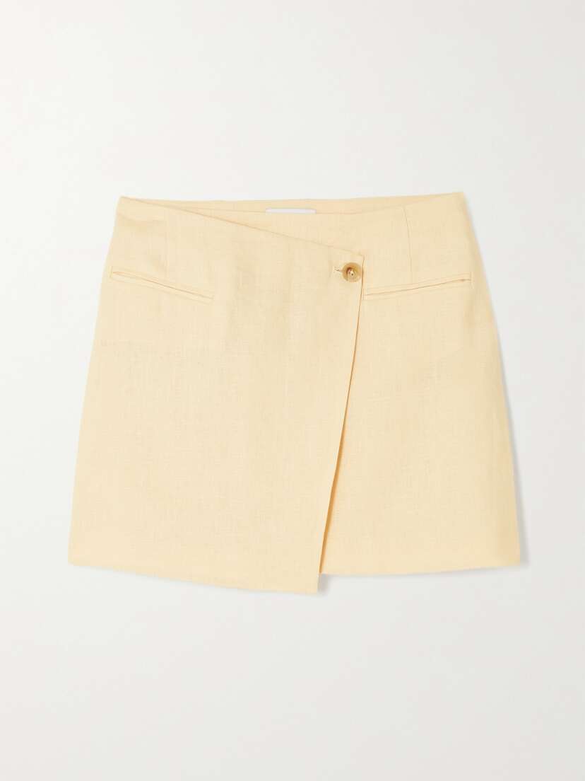 Anine Bing Natalia Linen Mini Wrap Skirt