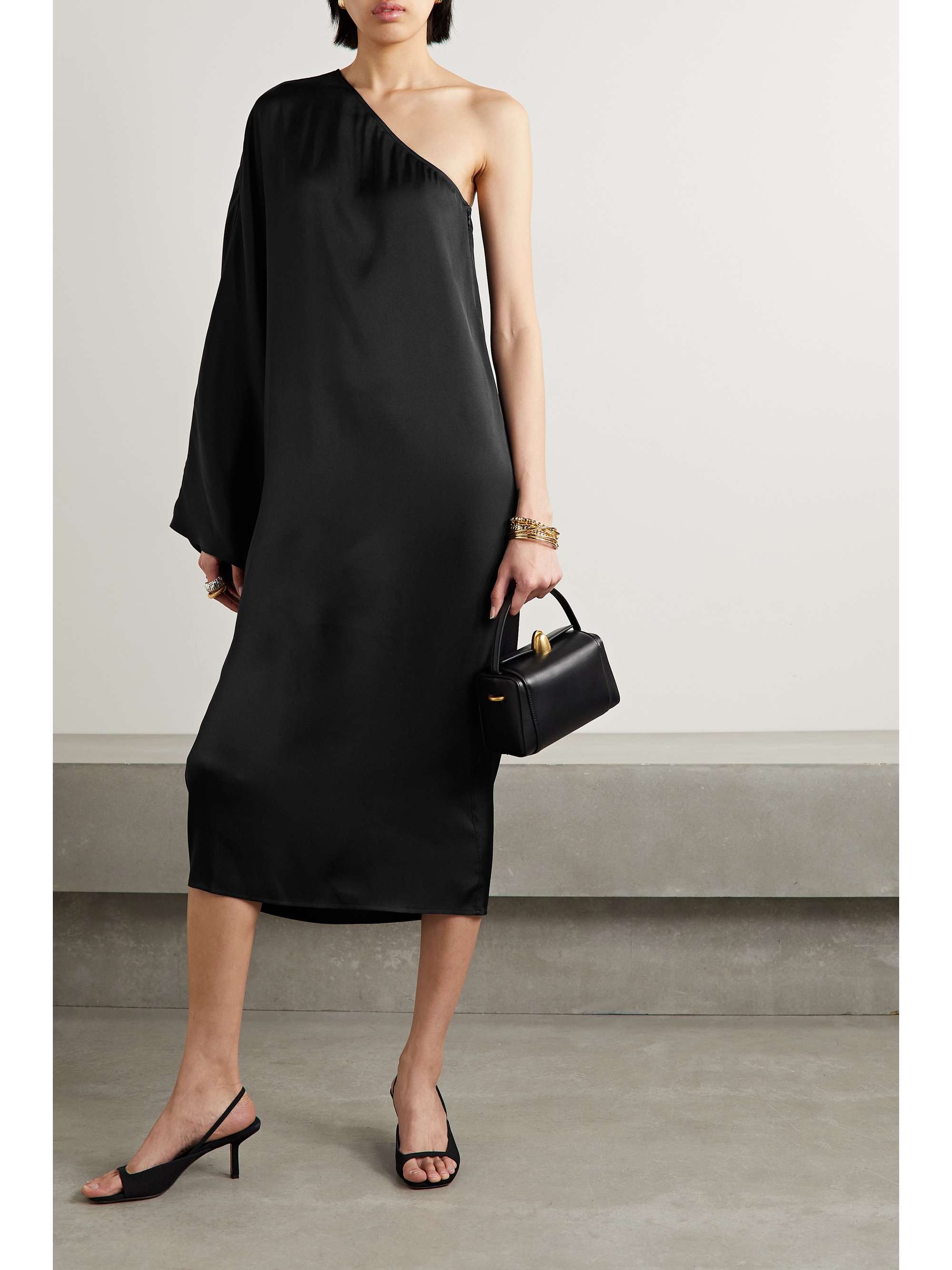 ANINE BING Rowan one-sleeve silk midi dress