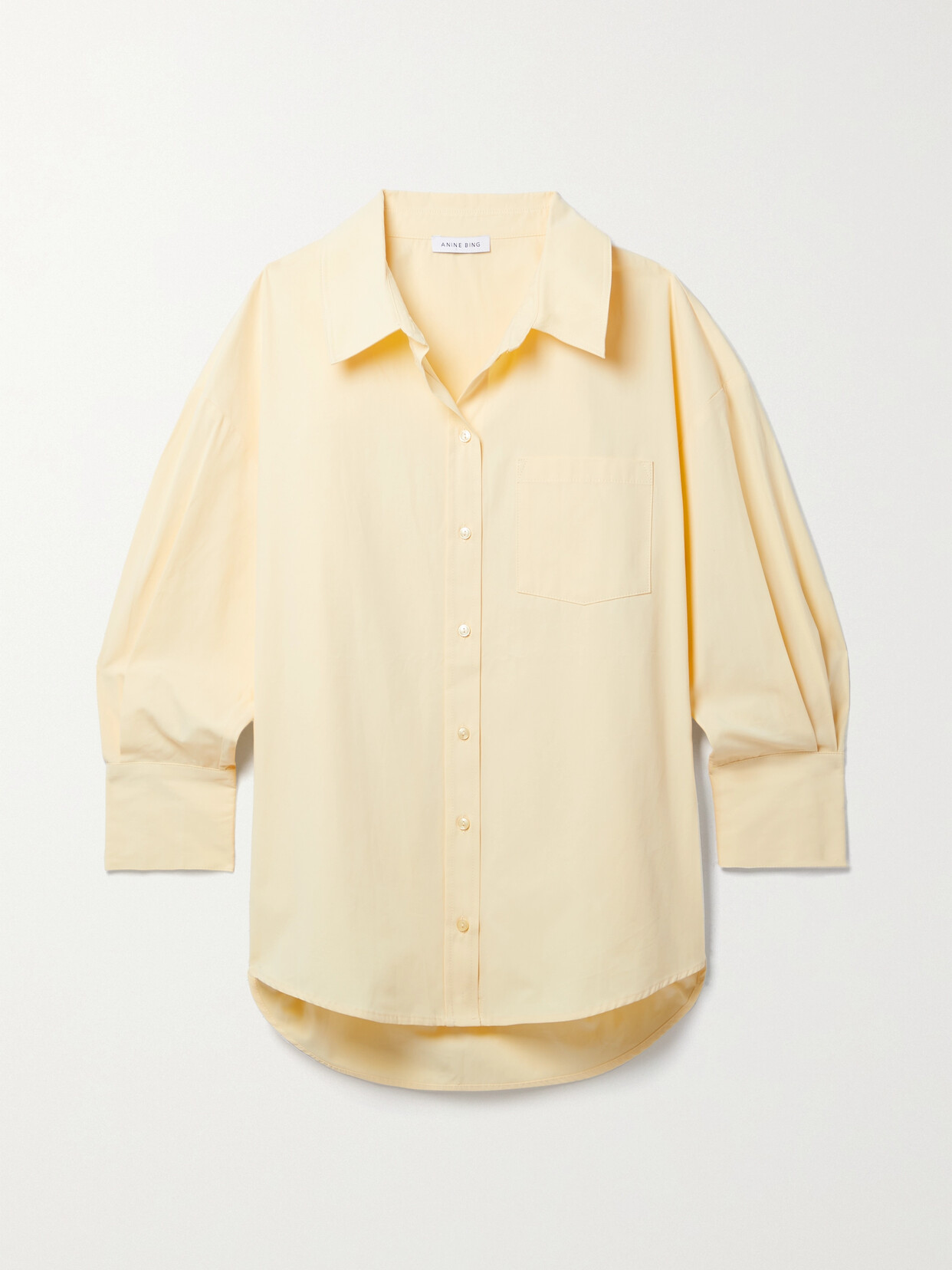 Anine Bing Mika Cotton-poplin Shirt In Yellow