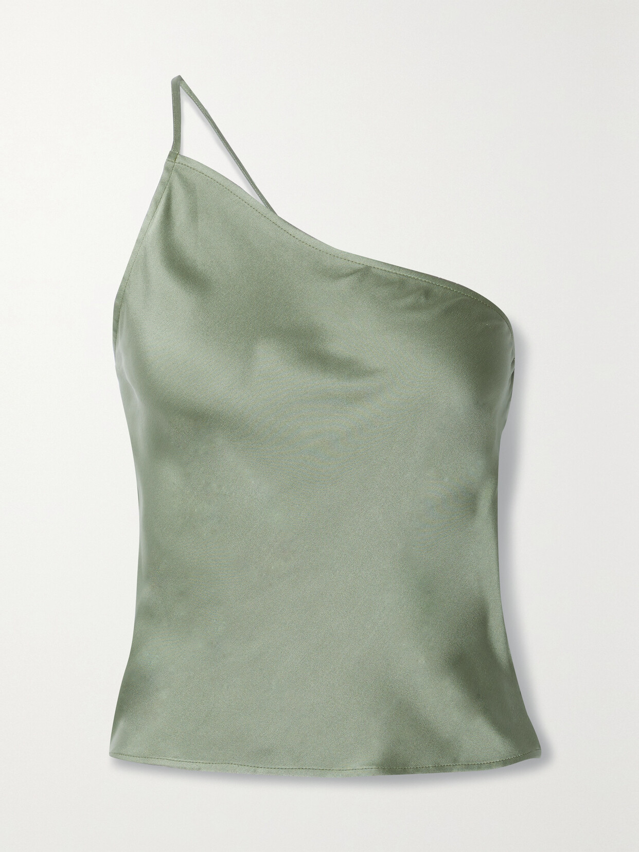 Anine Bing - Mandy One-shoulder Silk-satin Top - Green