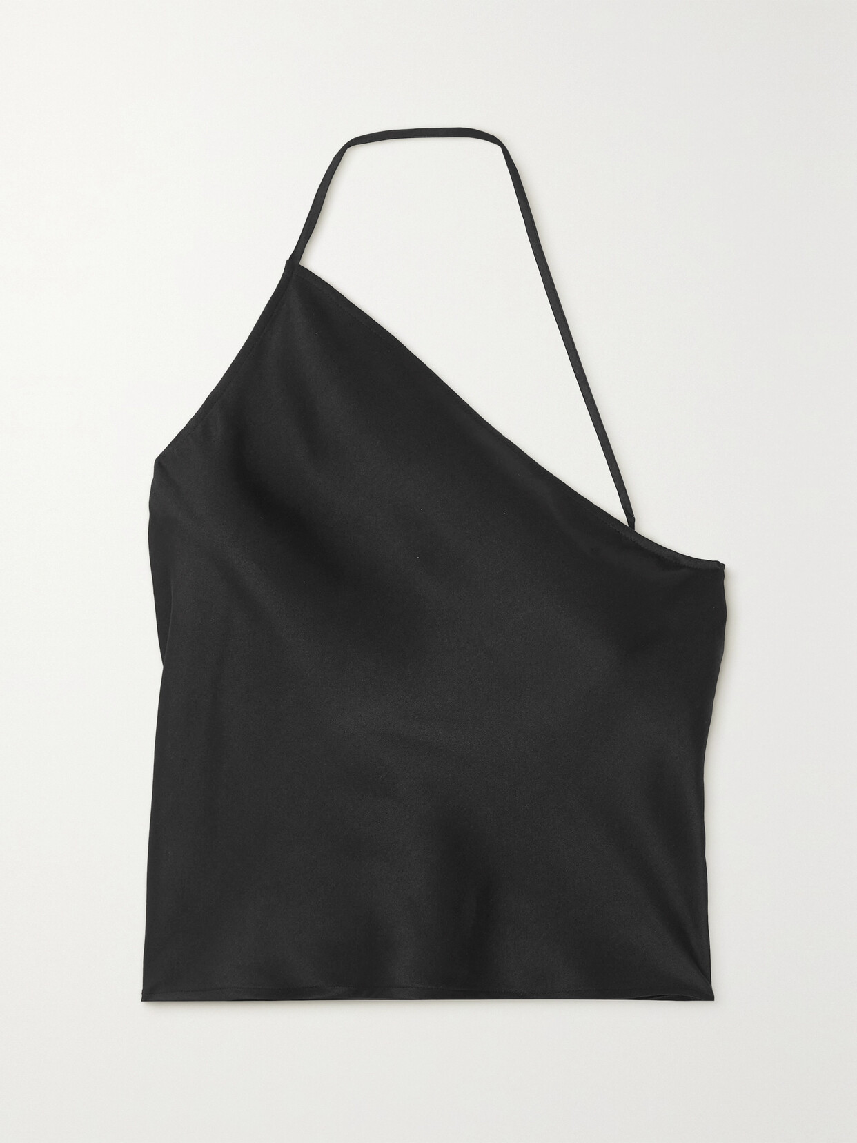 Anine Bing - Mandy One-shoulder Silk-charmeuse Top - Black