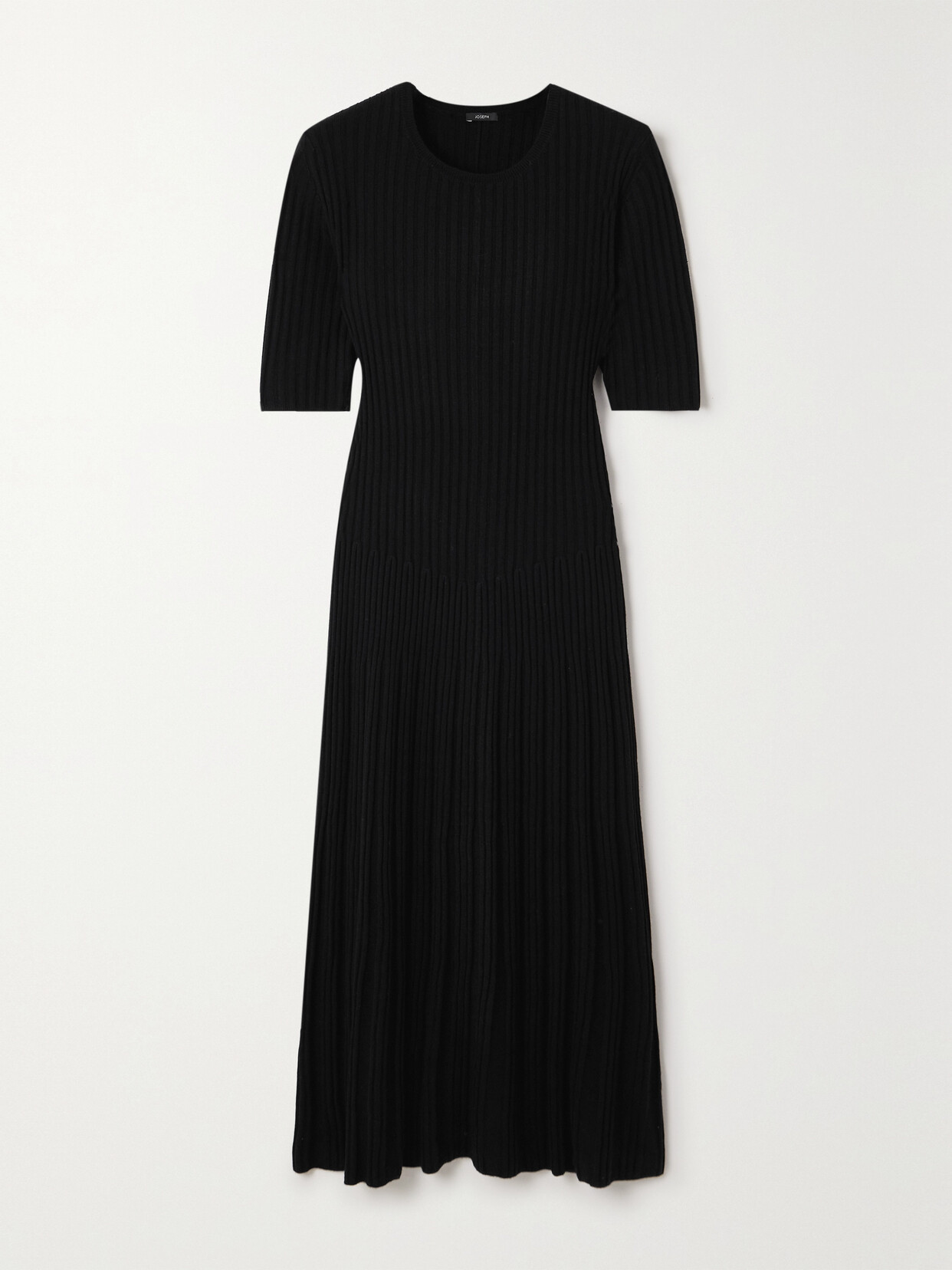 Joseph Merinos Ribbed-knit Midi Dress In Black