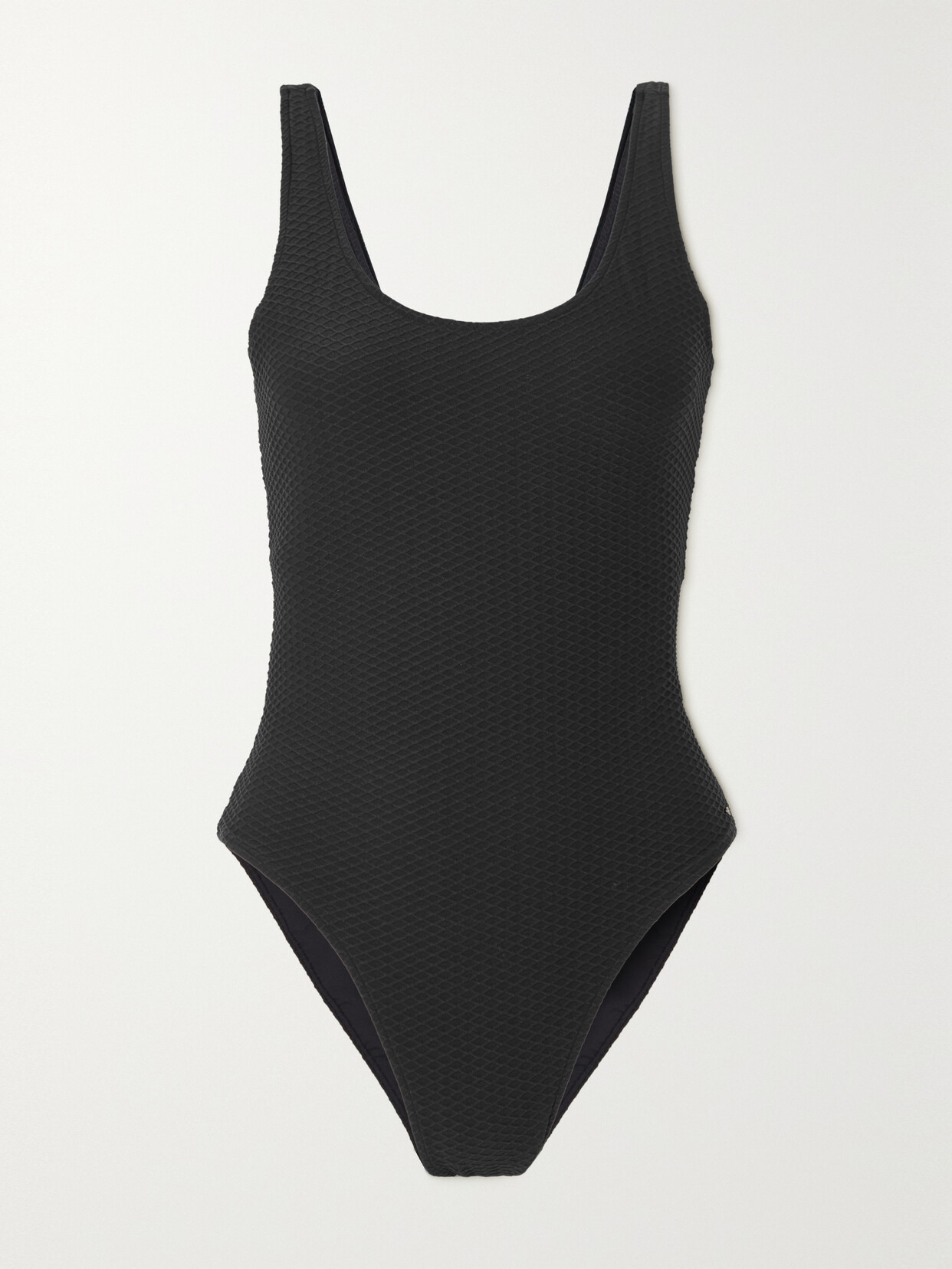 Shop Anine Bing Jace Textured Recycled Swimsuit In Black