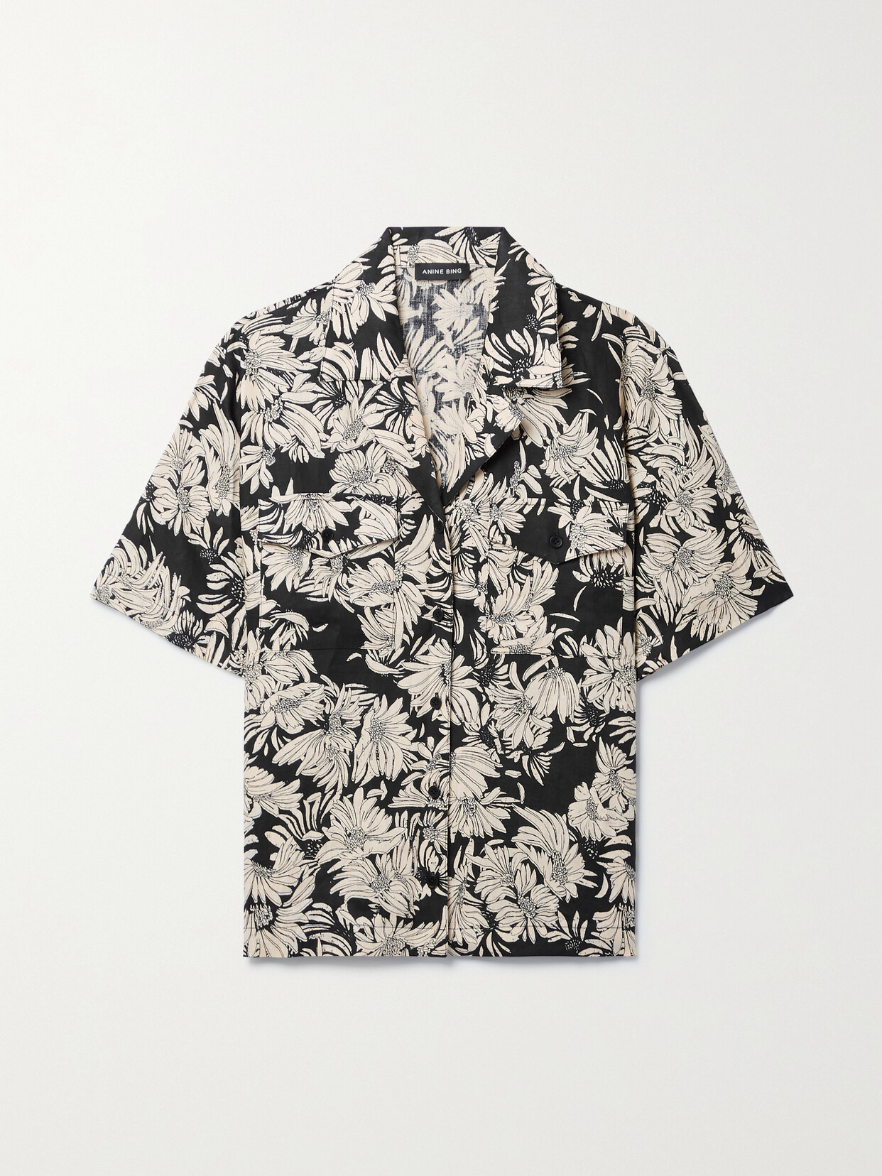 ANINE BING HAMILTON FLORAL-PRINT LINEN SHIRT