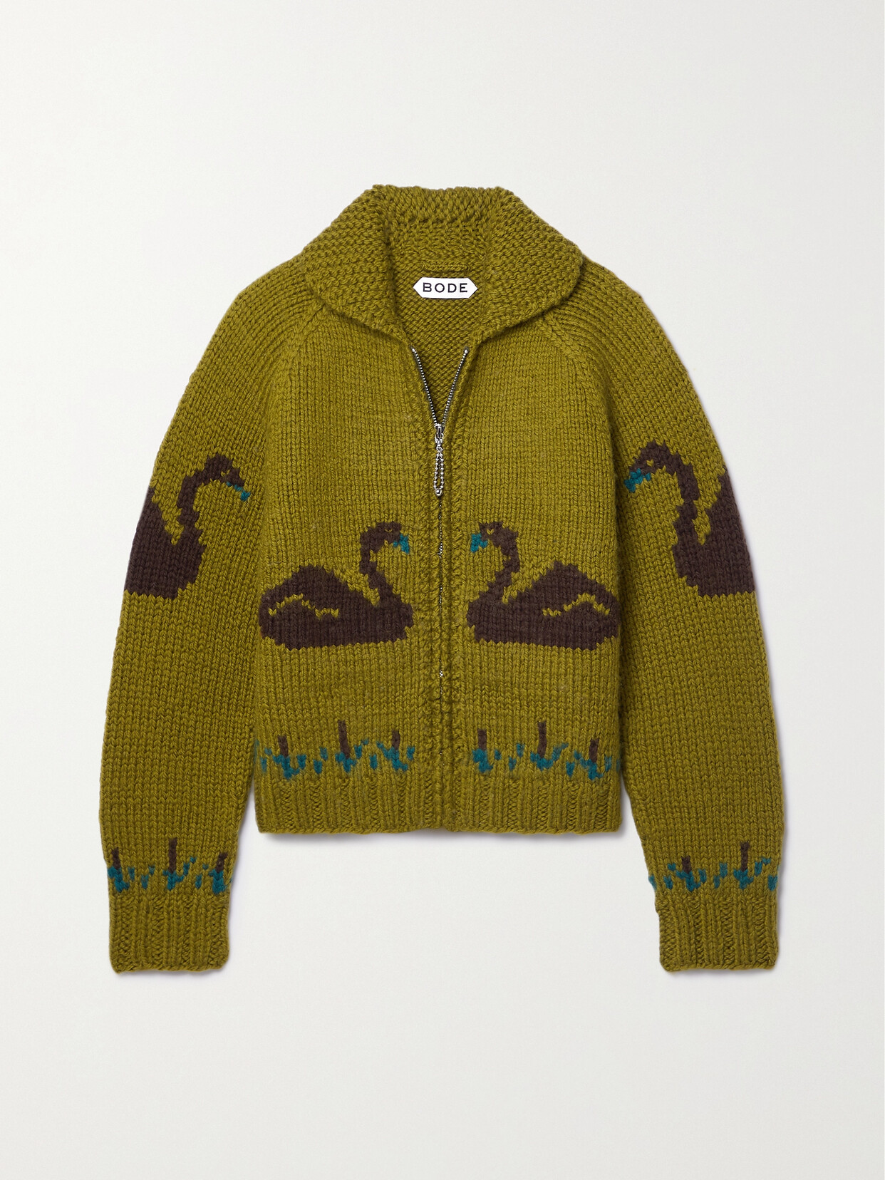 BODE - Rumney Jacquard-knit Wool Cardigan - Green