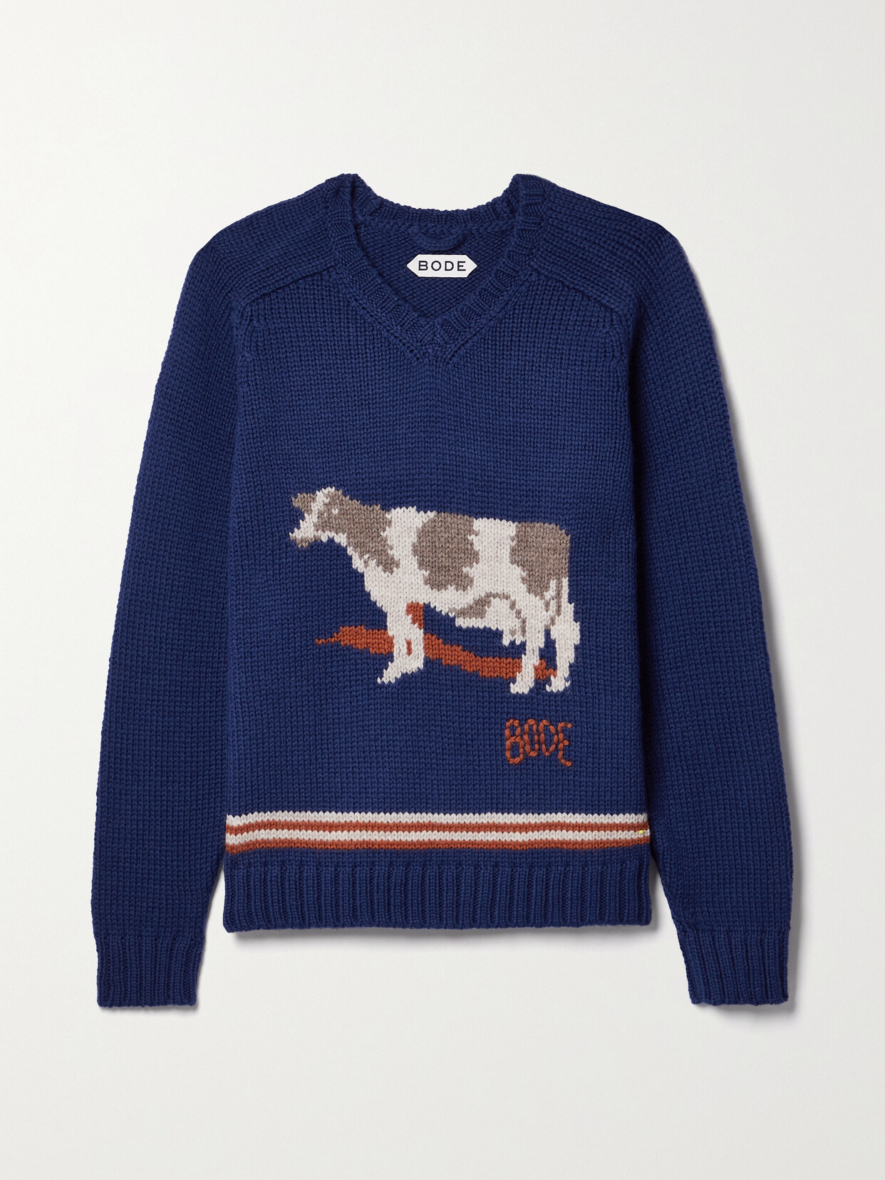 Bode Intarsia Wool Jumper In Blue