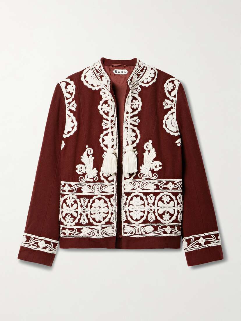 BODE Estate Tasseled Embroidered Wool-felt Jacket