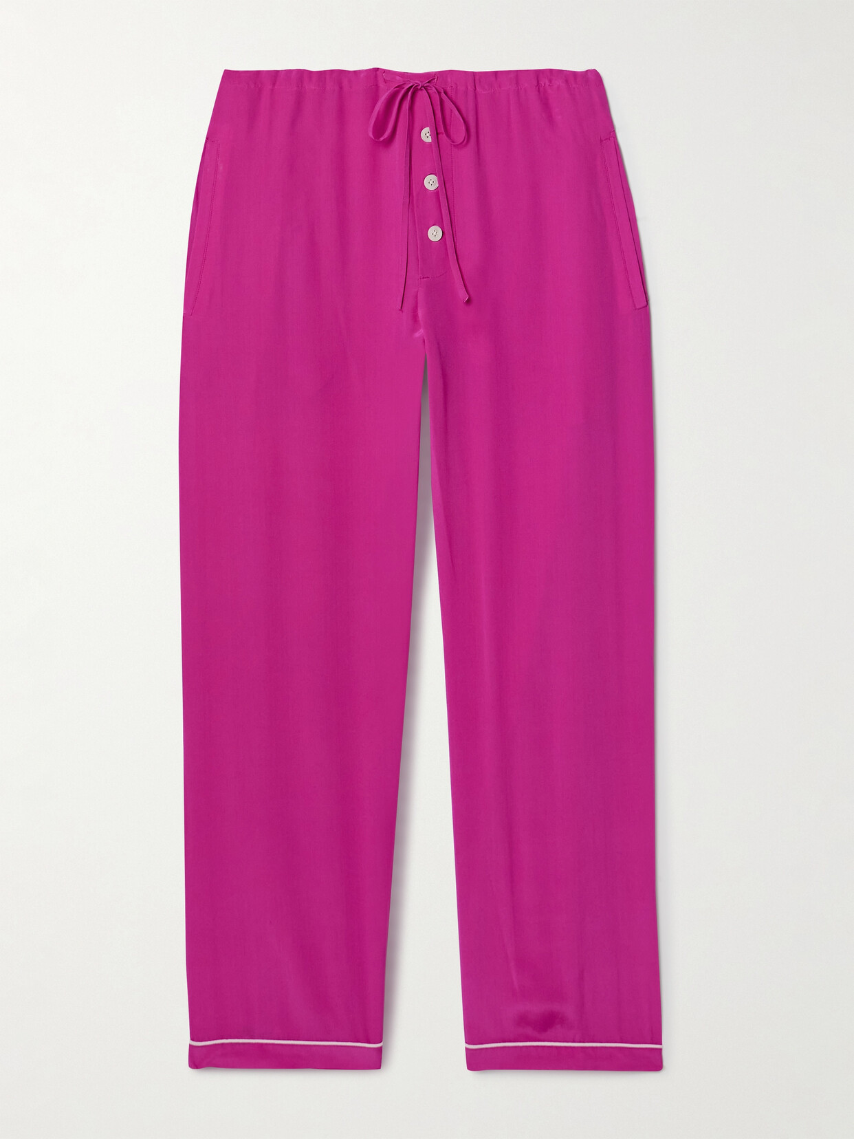 BODE - Jasmine Embroidered Silk-gauze Straight-leg Pants - Pink