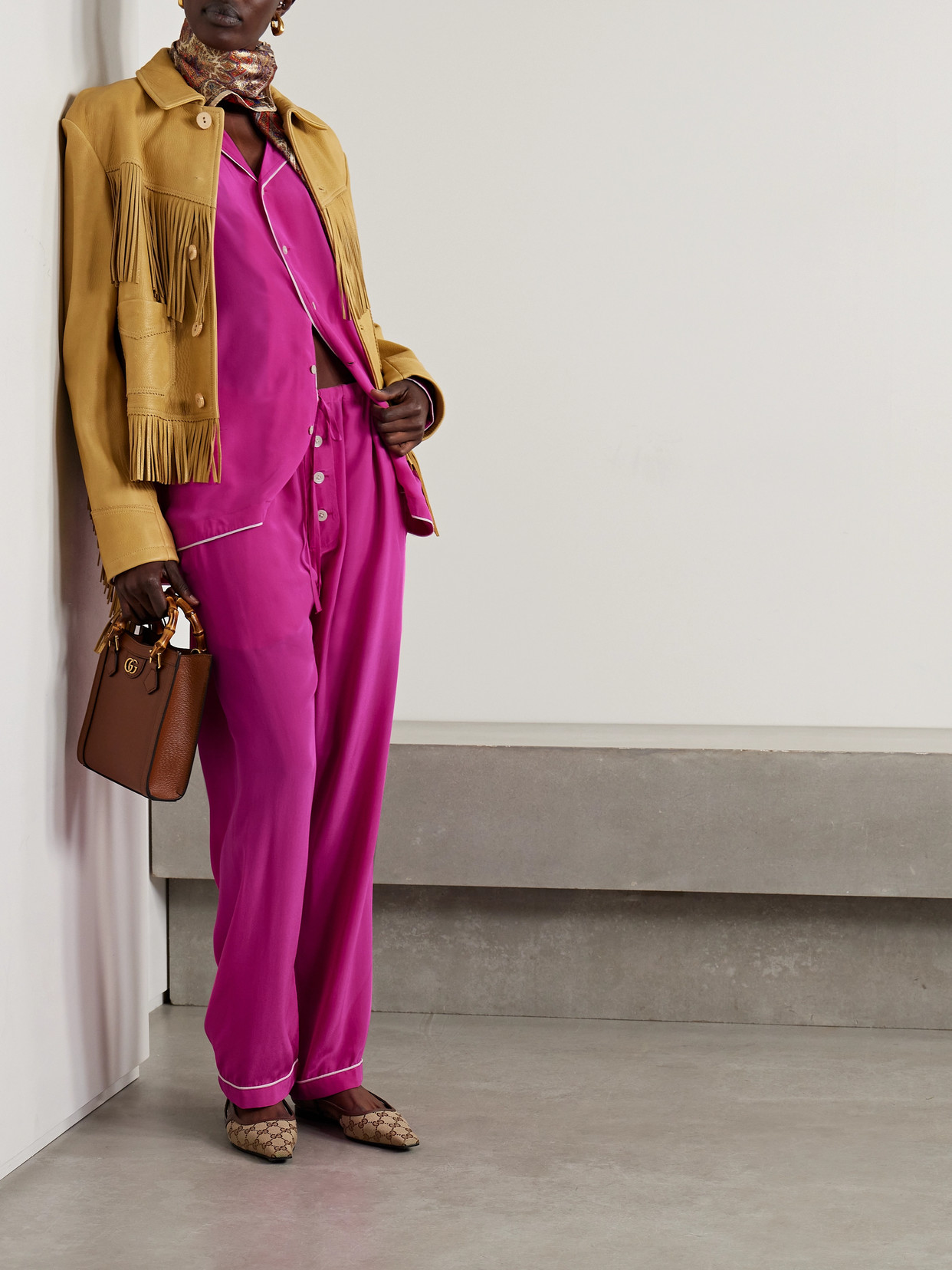 Bode Jasmine Silk-charmeuse Pants In Pink