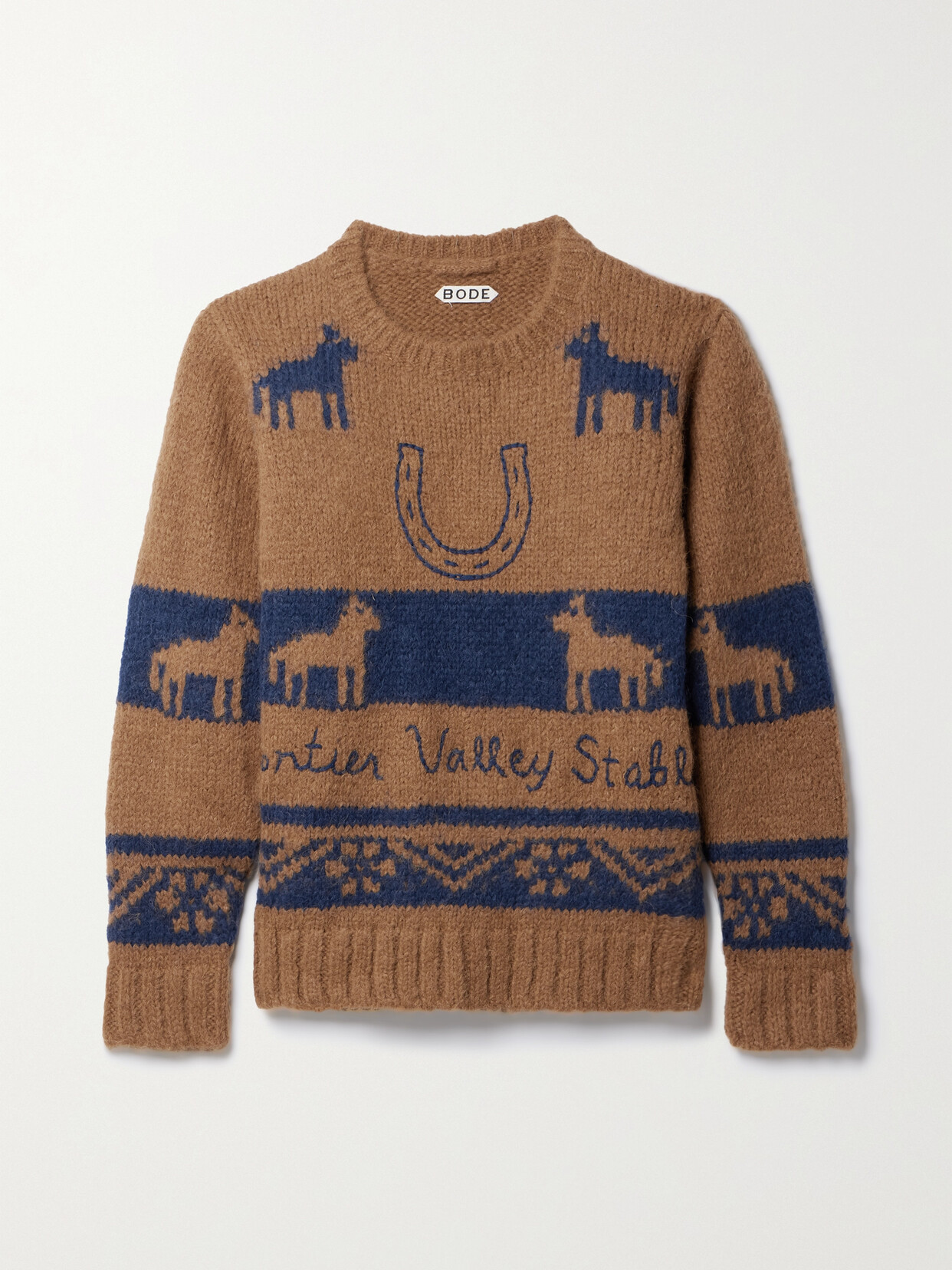 Bode Brodie Jacquard-knit Alpaca-blend Sweater In Brown