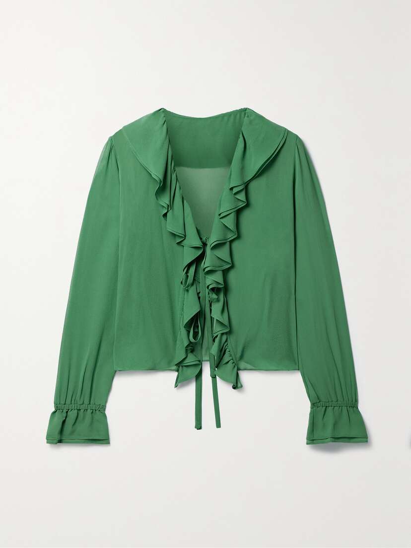 BODE Ruffled Silk-georgette Blouse - x large