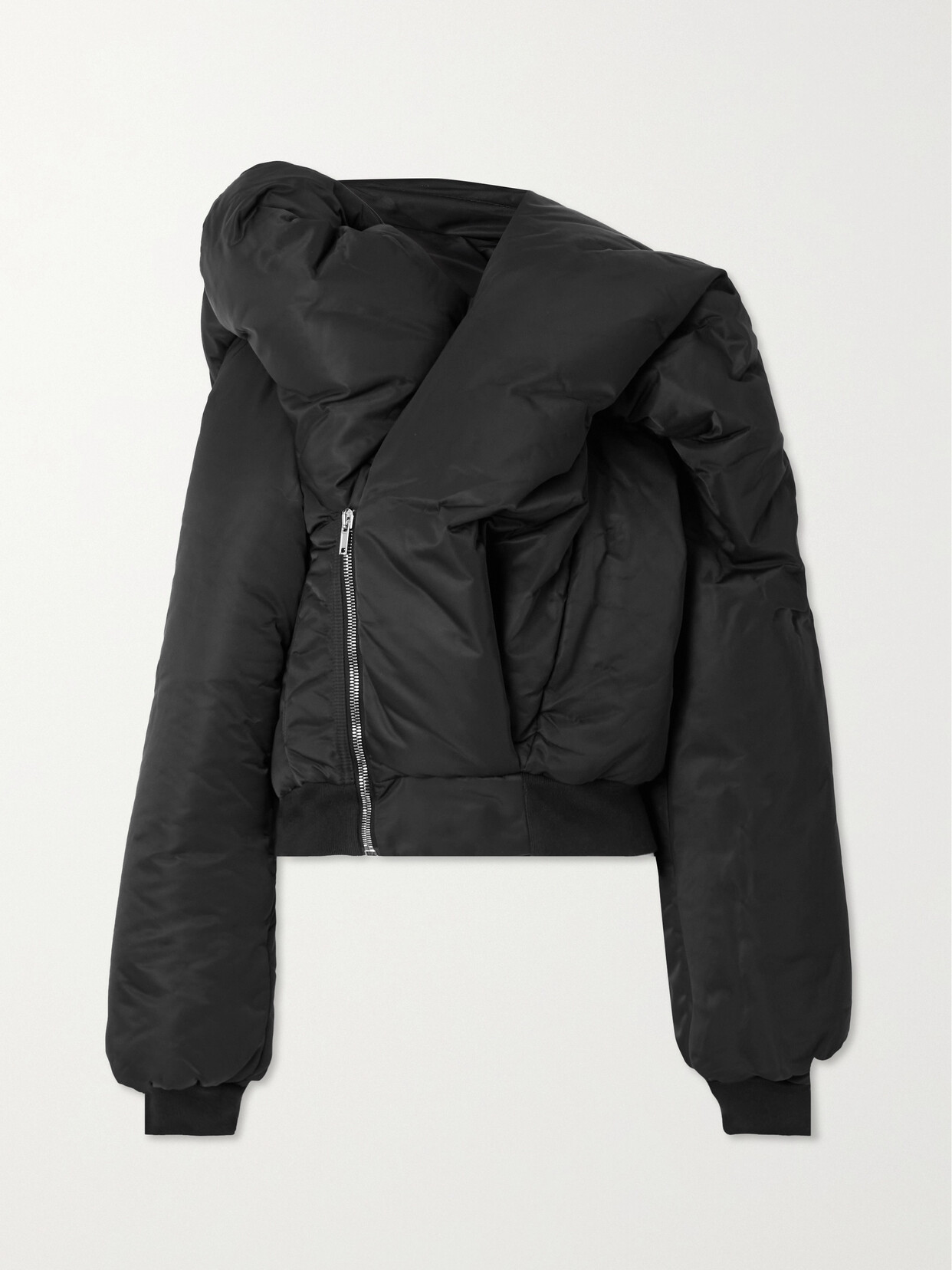 Shop Rick Owens Doll Asymmetric Padded Shell Bomber Jacket In Black