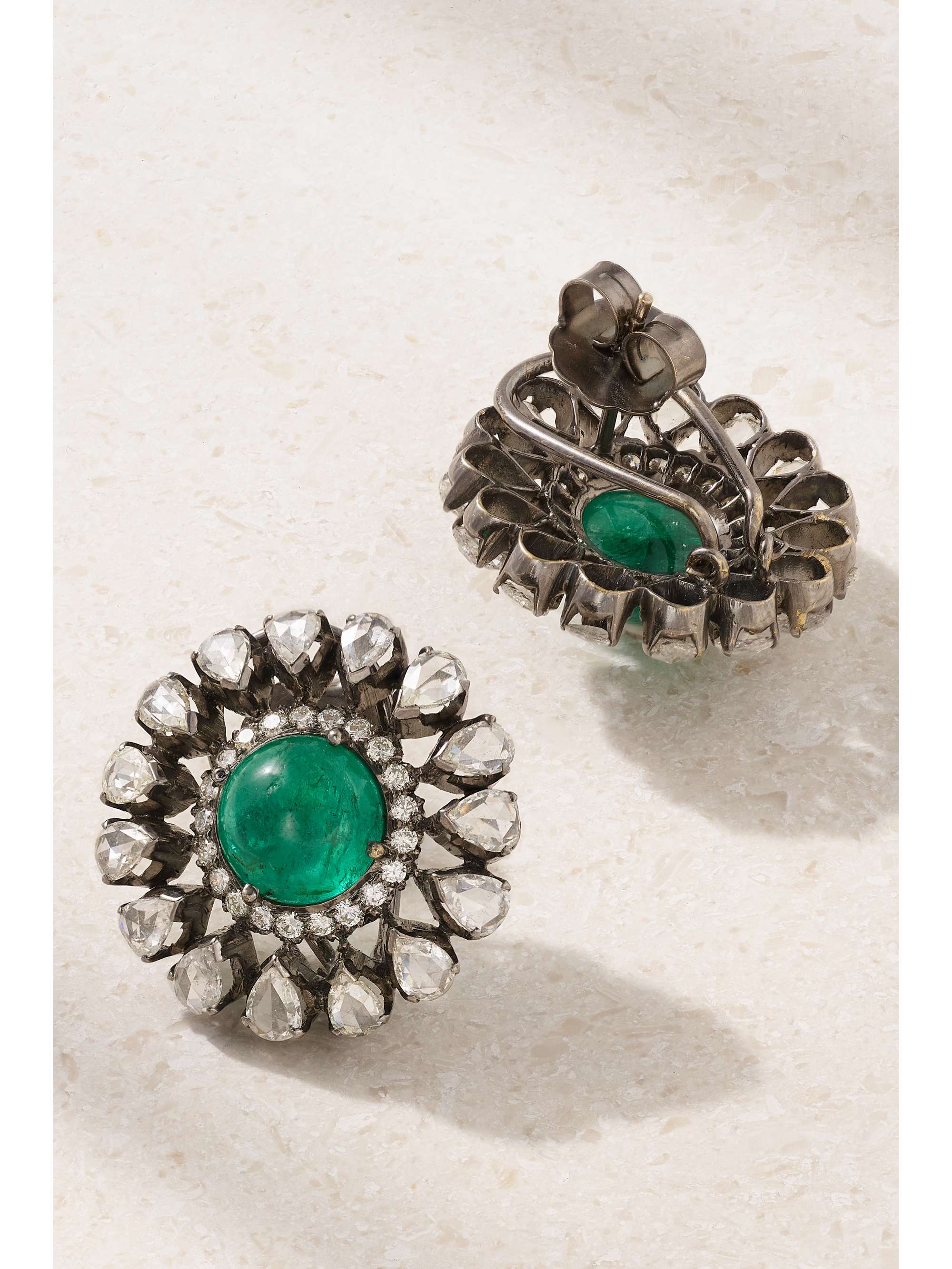 AMRAPALI LONDON Sterling silver-plated 18-karat gold, beryl and diamond earrings