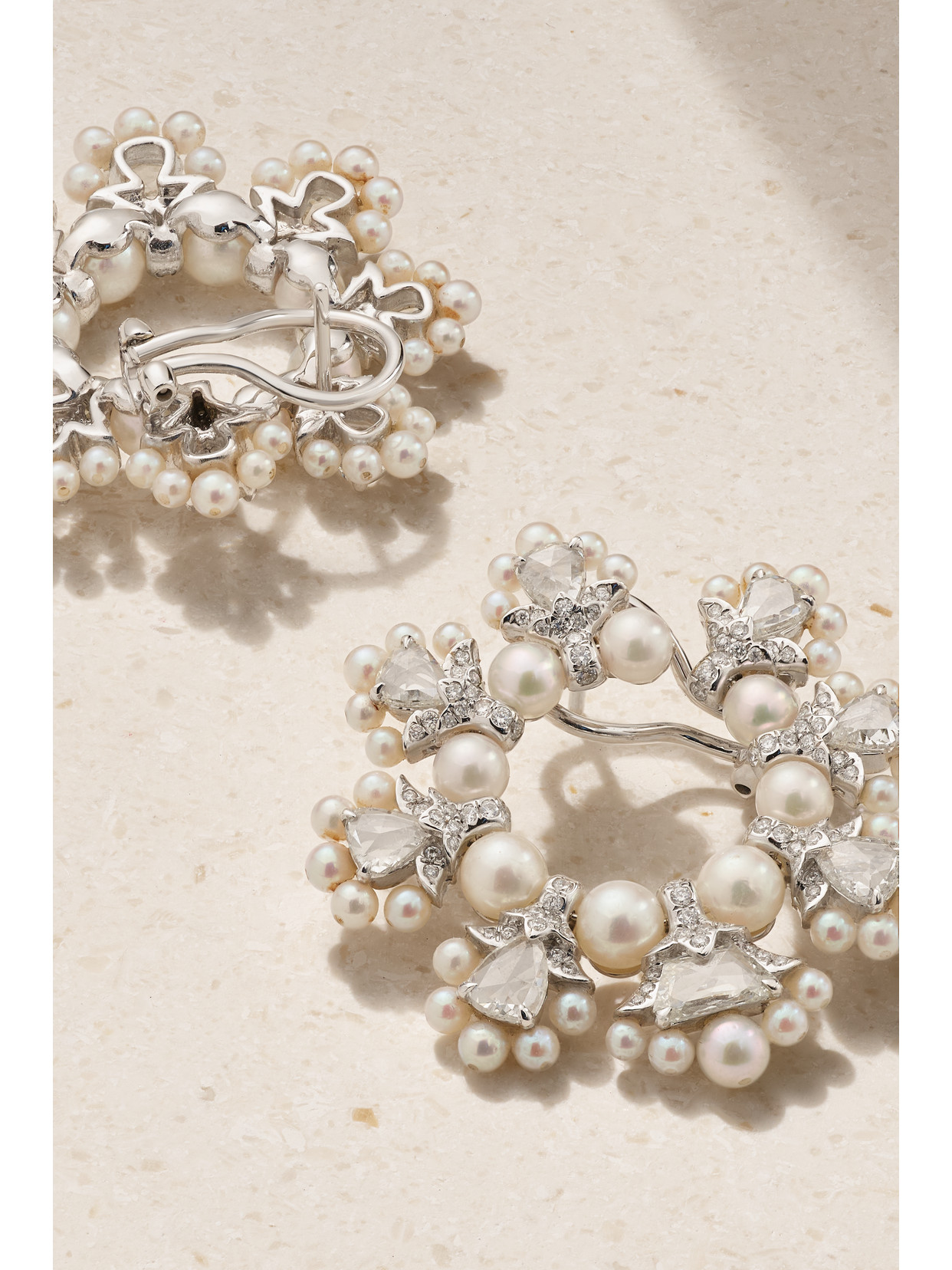 Shop Amrapali London Anokhi 18-karat White Gold, Pearl And Diamond Earrings