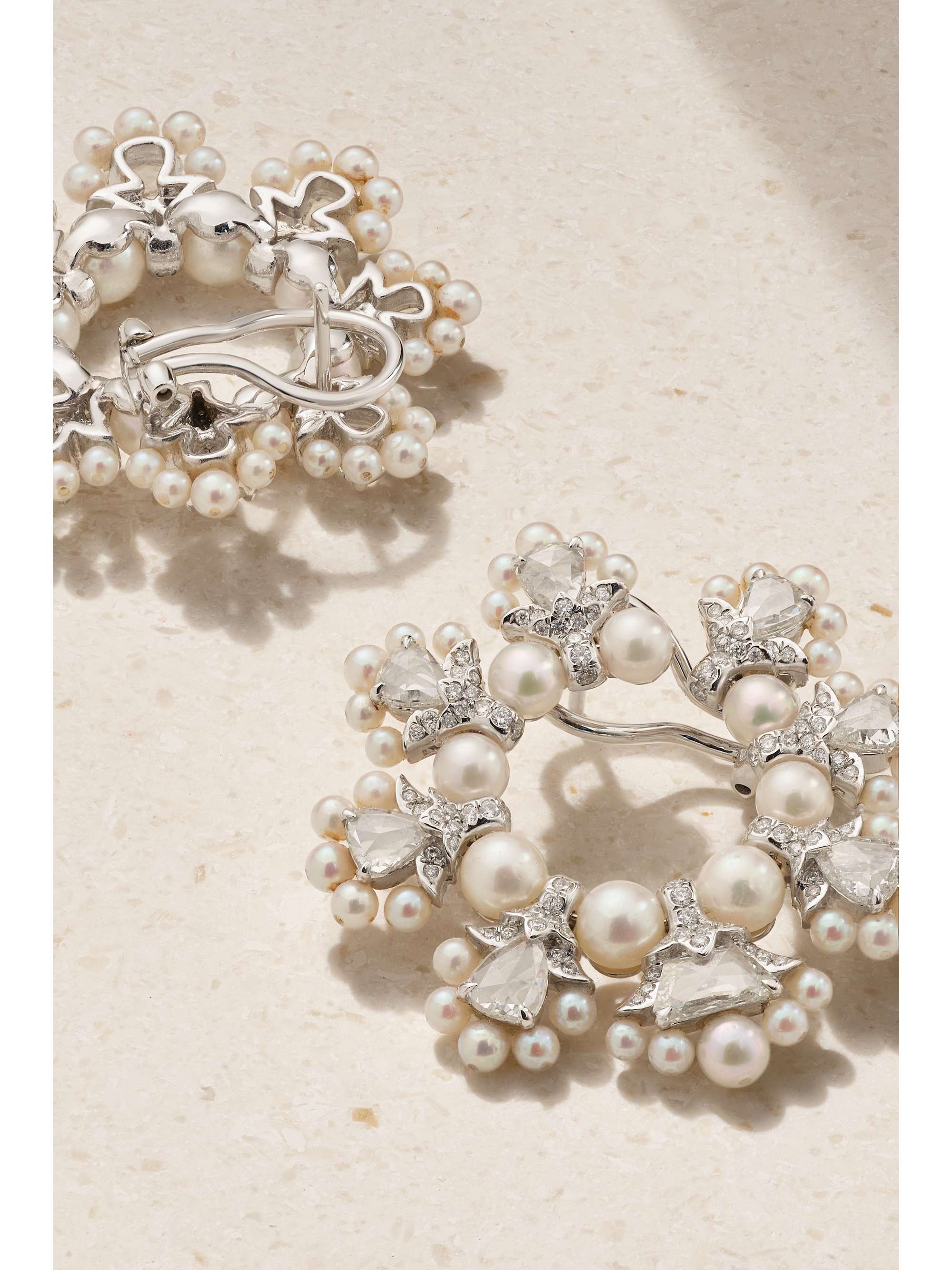 AMRAPALI LONDON 18-karat white gold, pearl and diamond earrings