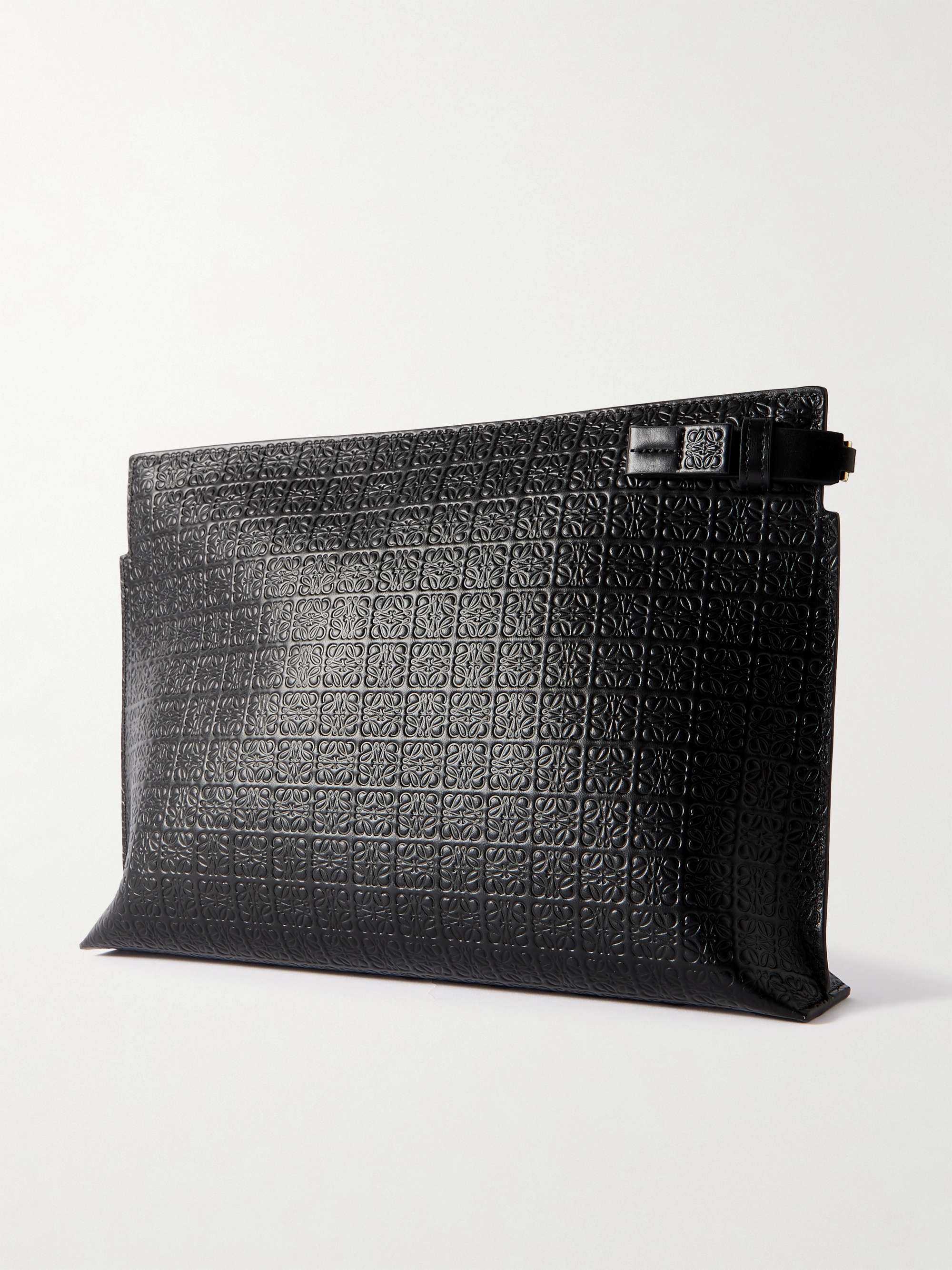 LOEWE Repeat mini debossed leather pouch NETAPORTER