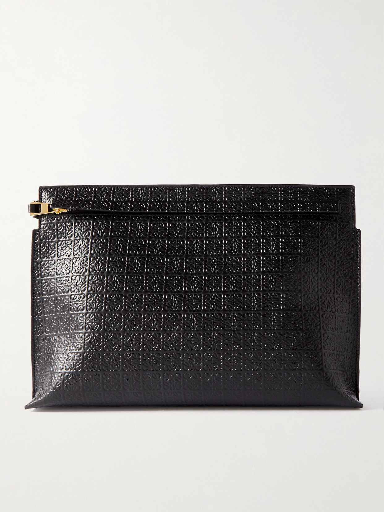 Loewe Repeat Mini Debossed Leather Pouch In Black