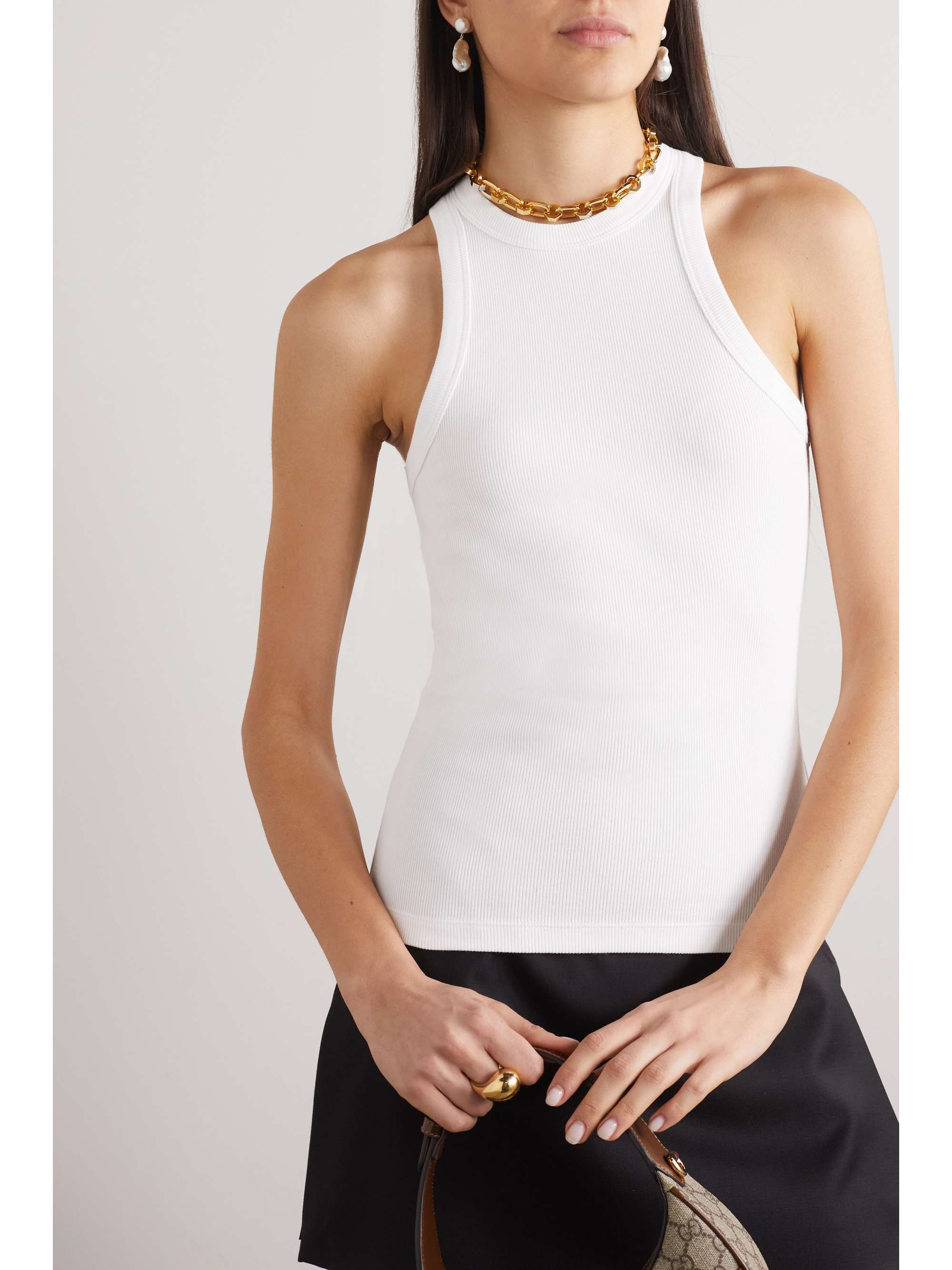 ANINE BING Eva ribbed organic cotton-blend tank