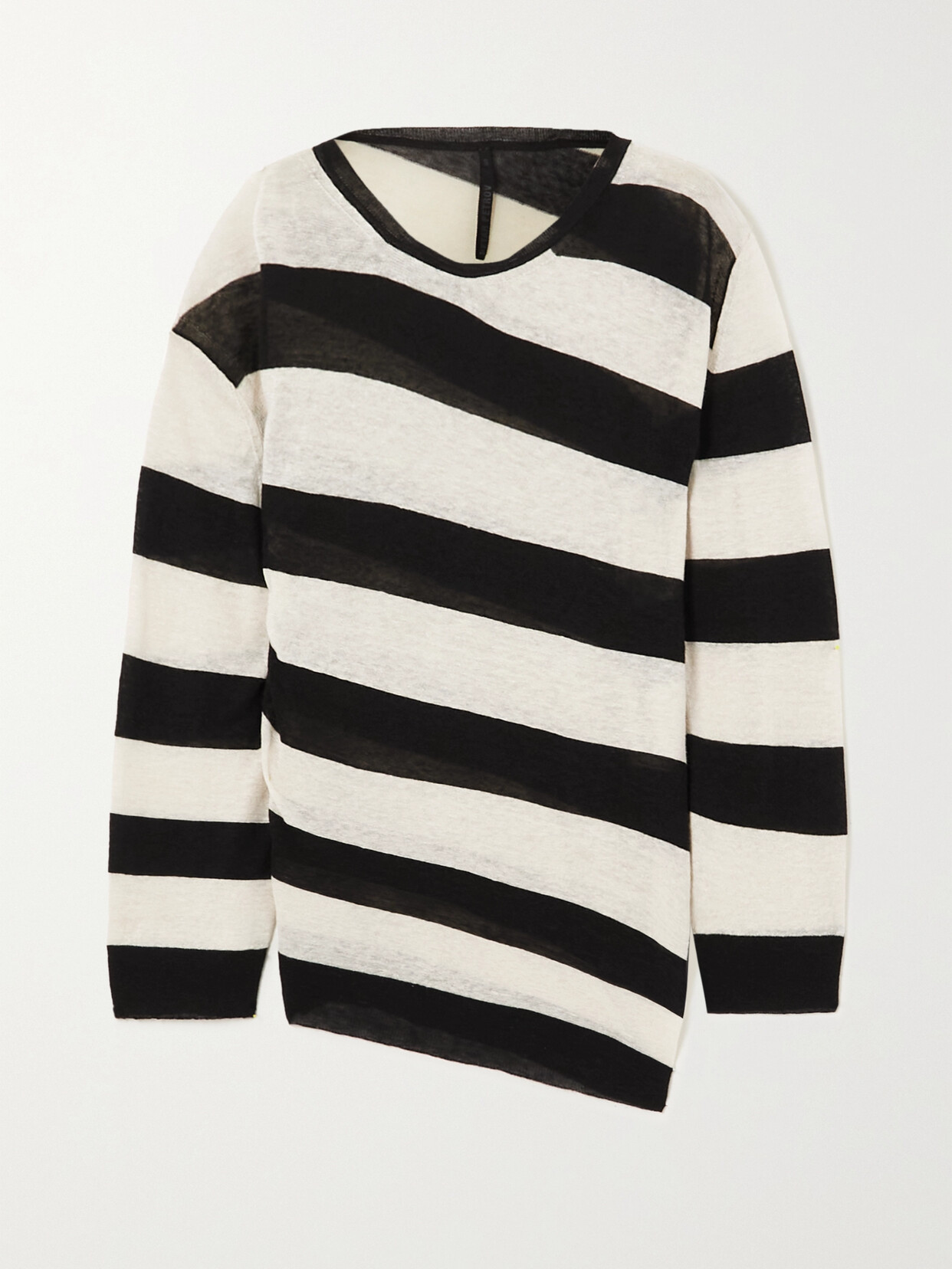 Petar Petrov Asymmetric Striped Linen, Cashmere And Silk-blend Sweater - Black